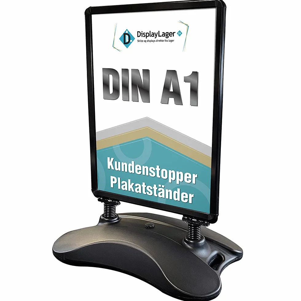 Soporte para carteles Wind-Sign negro DIN A1 594 x 841 mm resistente a la intemperie con ruedas
