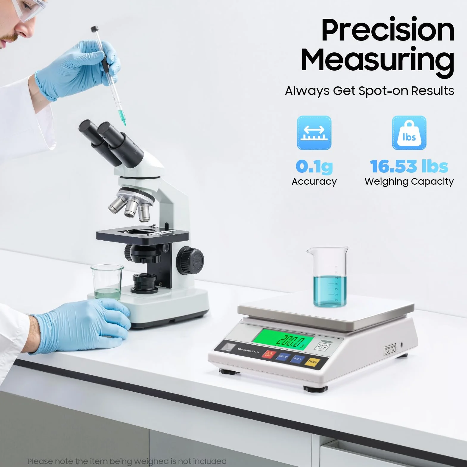 Báscula digital, báscula de precisión, báscula de oro, báscula fina de laboratorio, báscula de joyería, 7500 g/0,1 g, precisión de calibración digital, 26 x 18 x 6,4 cm