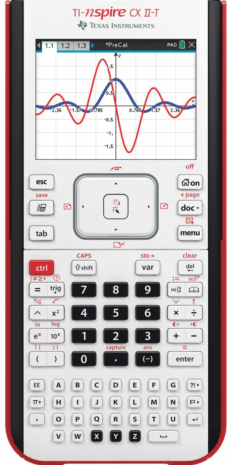 Texas Instruments TI-Nspire CX II-T | Calculadora Gráfica Digital a Color Blanco, E/D/I/NL/P/F, Software