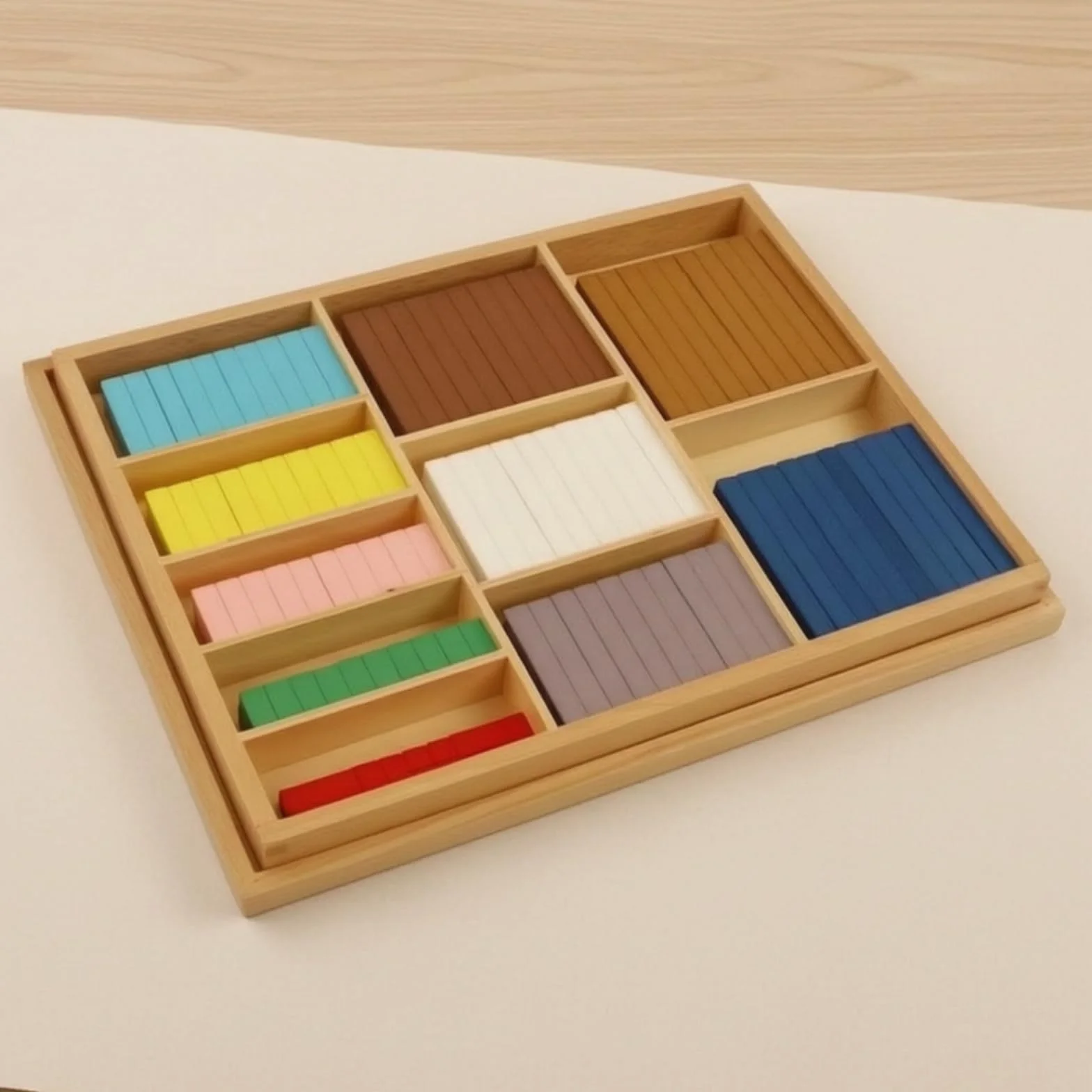 Entrenador Matemático para Niños Set Manipulativo Barras Numéricas Regletas Contadores Caja de Ordenación Madera Aprendizaje Temprano de Suma Adecuado para Escuela Jardín de Infancia Hogar