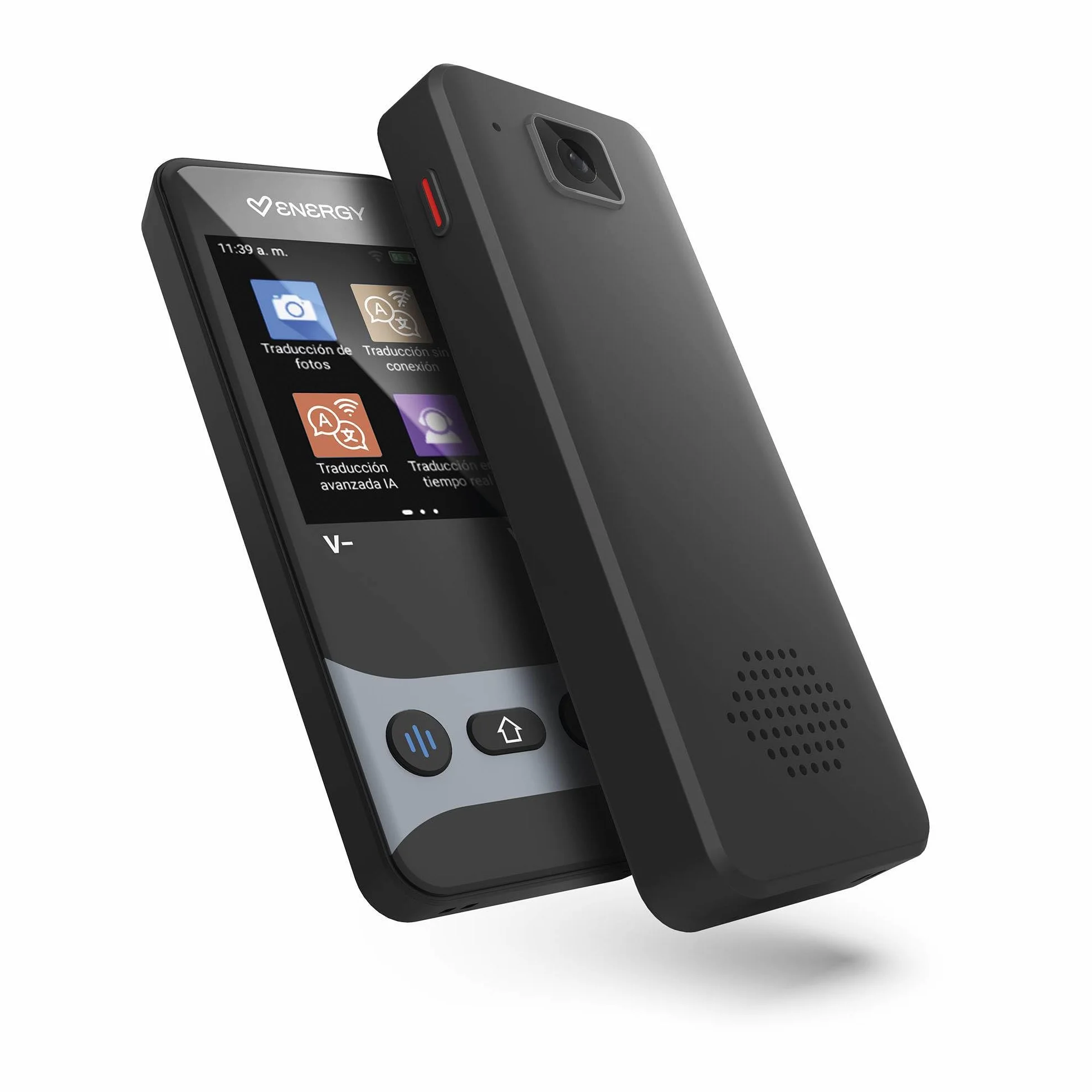 Energy Sistem AI Translator Traductor de Idiomas Portatil con IA 160 Idiomas Incluidos Online y 21 Offline Traduccion por Voz en Tiempo Real Camara 5MP para Fotos Pantalla 2.4" Bluetooth