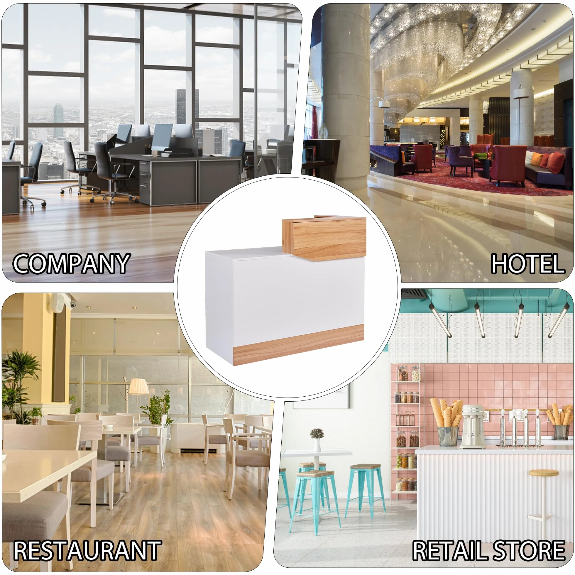Mostrador de Recepción Moderno 120 cm Madera Escritorio Profesional con Organizador de Cables
