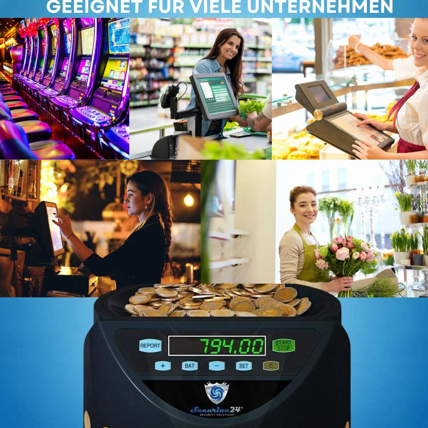 Securina24 SR1200BBB Automatyczny Licznik Monet Czarny