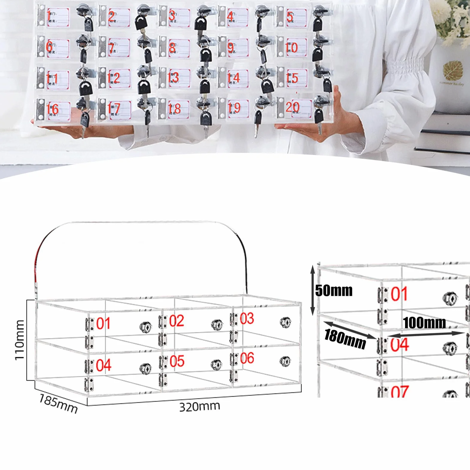 Caja de Almacenamiento para Teléfono Celular, Armario de Pared acrílico Transparente para móviles con Cerradura de Puerta y Llave, Organizador de móviles para Oficina, Escuela, Aula -6 Ranuras