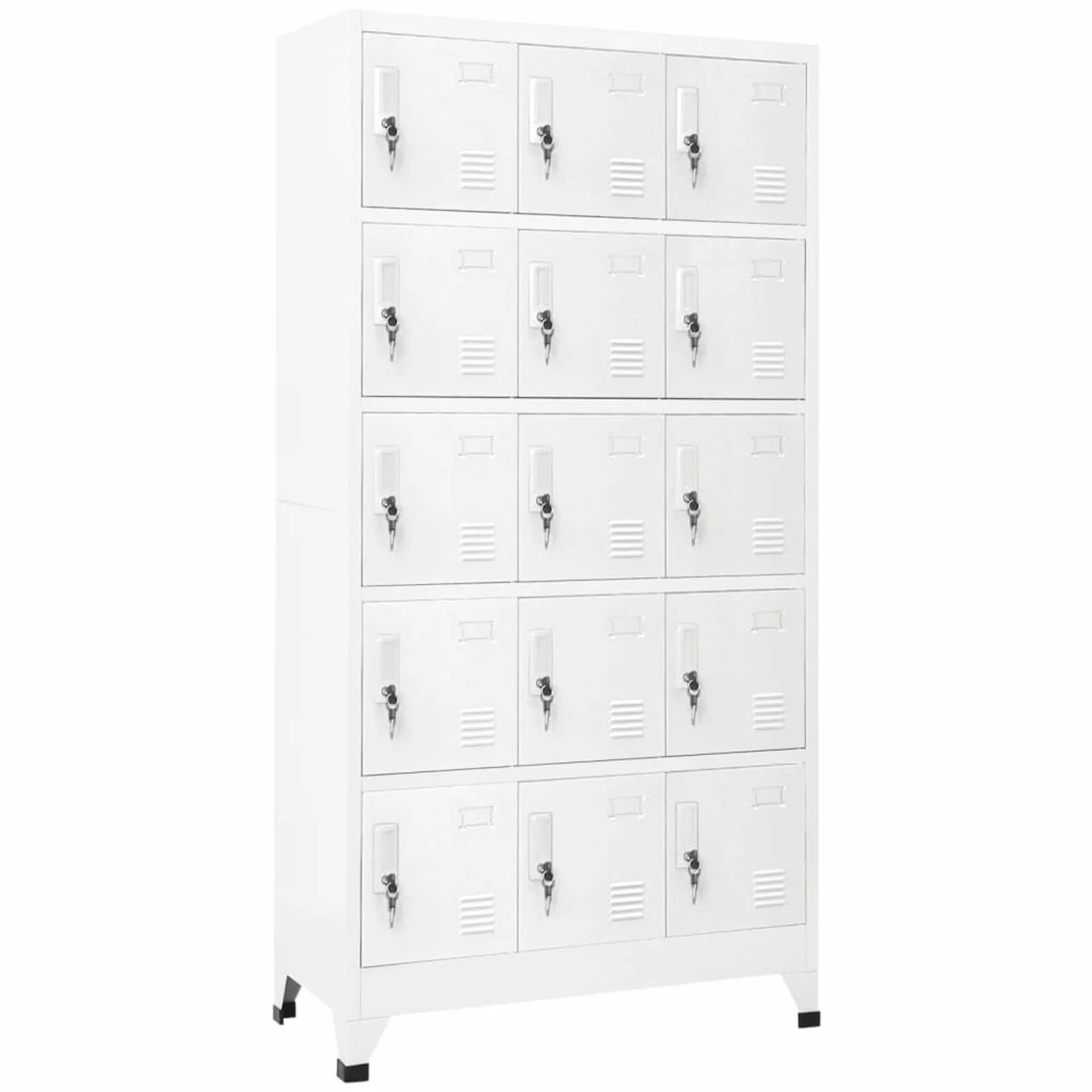 Festnight Taquillas vestuarios,Armario Taquilla, Taquillas Metálico con 15 Casilleros y Puertas con Cerradura, para Salas de Estar y Escuelas, Dormitorios y Oficinas 90x40x180 cm Gris Claro