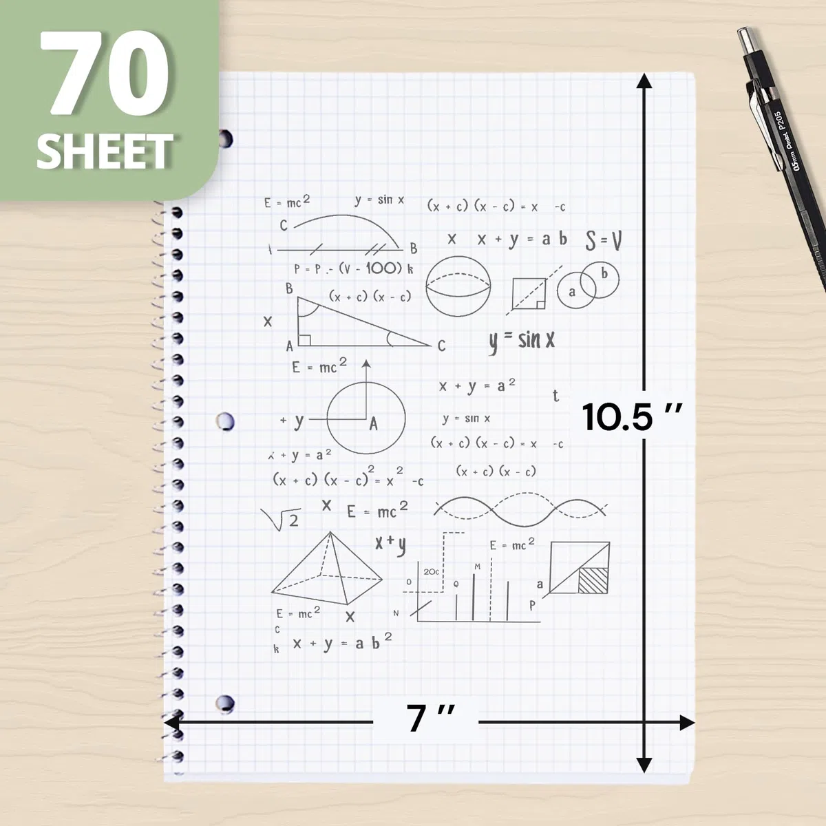 ONAVIA Cuaderno de espiral de una sola materia rayada, paquete de 20, papel cuadriculado de 4 x 4, 8 x 10.5, 70 hojas cada uno, cuadernos de aula a granel, color rosa