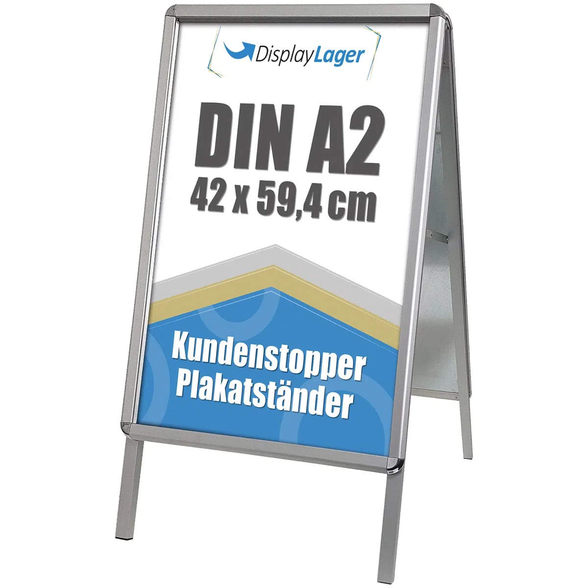 DisplayLager Alu-Line Rondo, calidad danesa Caballete publicitario, incluye 2 x carteles de tereftalato de polietileno amorfo (ambos lados), resistentes a la intemperie. Soporte para anuncios (A2)