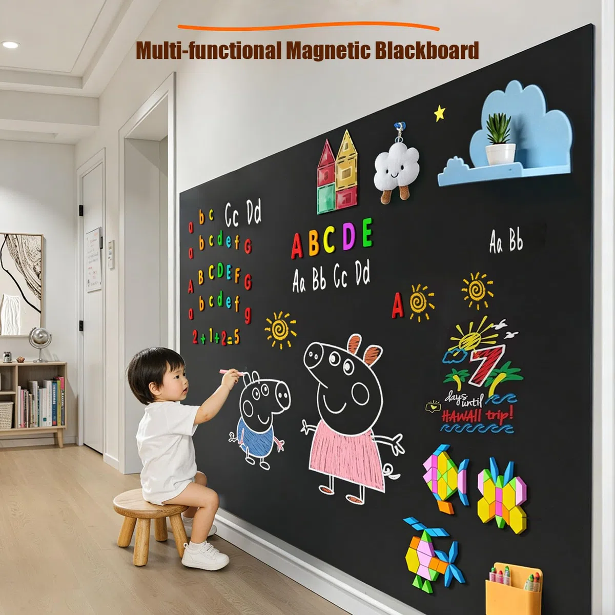 Pizarra Magnética 60 * 100 Cm, Adecuada Para Escuelas, Hogar, Oficina y Otras Superficies Lisas, Incluye Un Generoso Paquete De Regalo, Adhesivos De Pizarra Magnética Diy, Material Ecológico