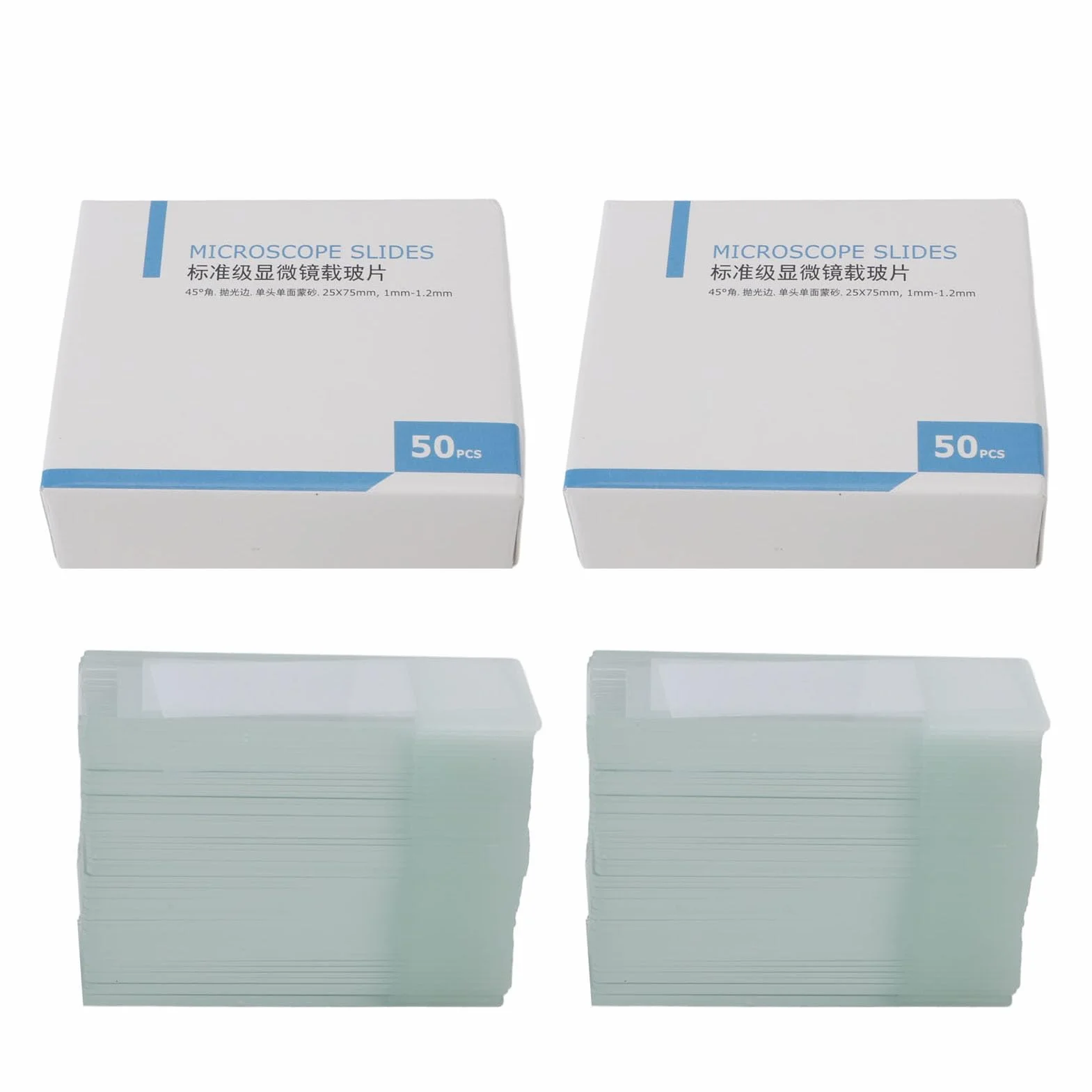 100 portaobjetos de microscopio, portaobjetos de esquina redondeada con bordes esmerilados, portaobjetos de vidrio prelimpiados para microscopio, adecuados para observación de (Grado estándar 1A5105)
