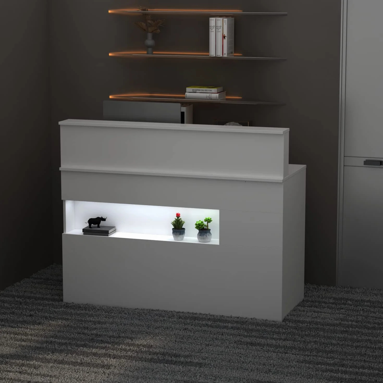 Mostrador de recepción Blanco con cajones y luz