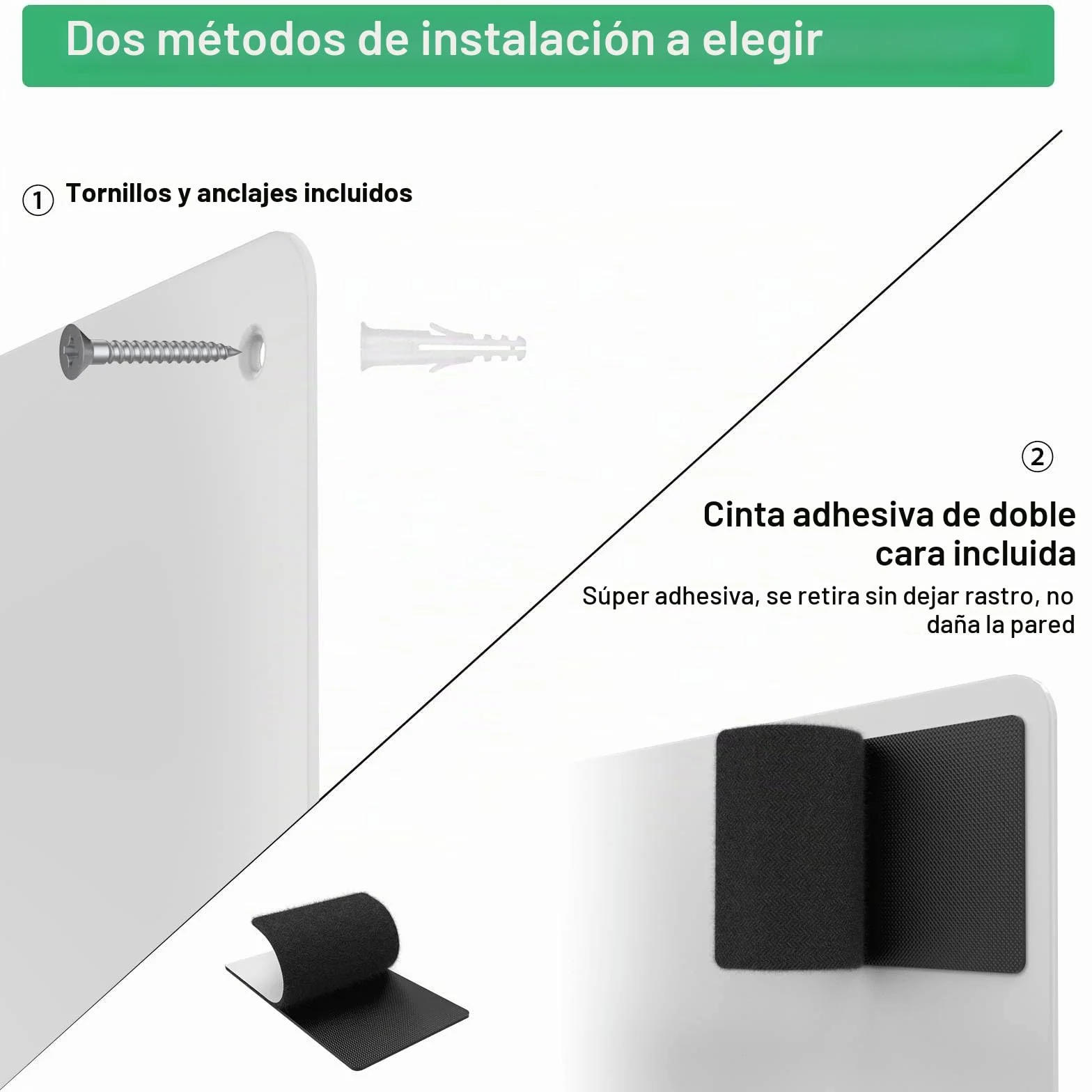 Placa Magnética para Imanes, Tablero Magnético Grande Pared, Pizarra Adhesiva (Blanco - 2 Paquetes)