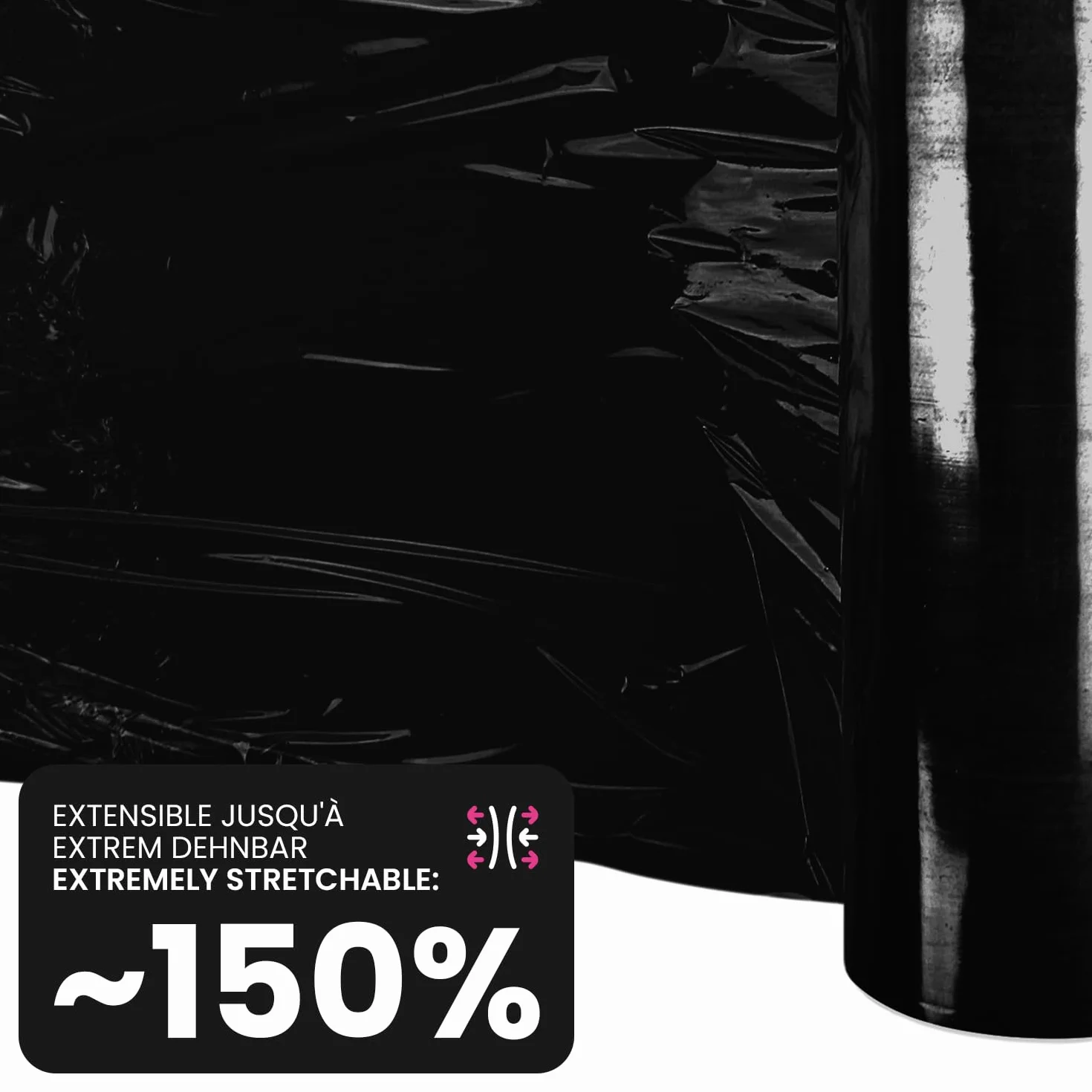 Netuno rollo film estirable negro 1,5 kg 50 cm 23 µm polietileno retráctil