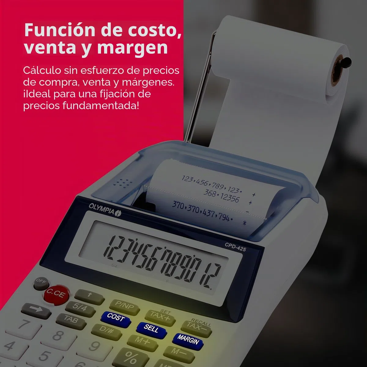 Olympia CPD 425 - Calculadora con impresión, pantalla LCD de 12 dígitos (119,9 x 102,2 x 45,7 mm)