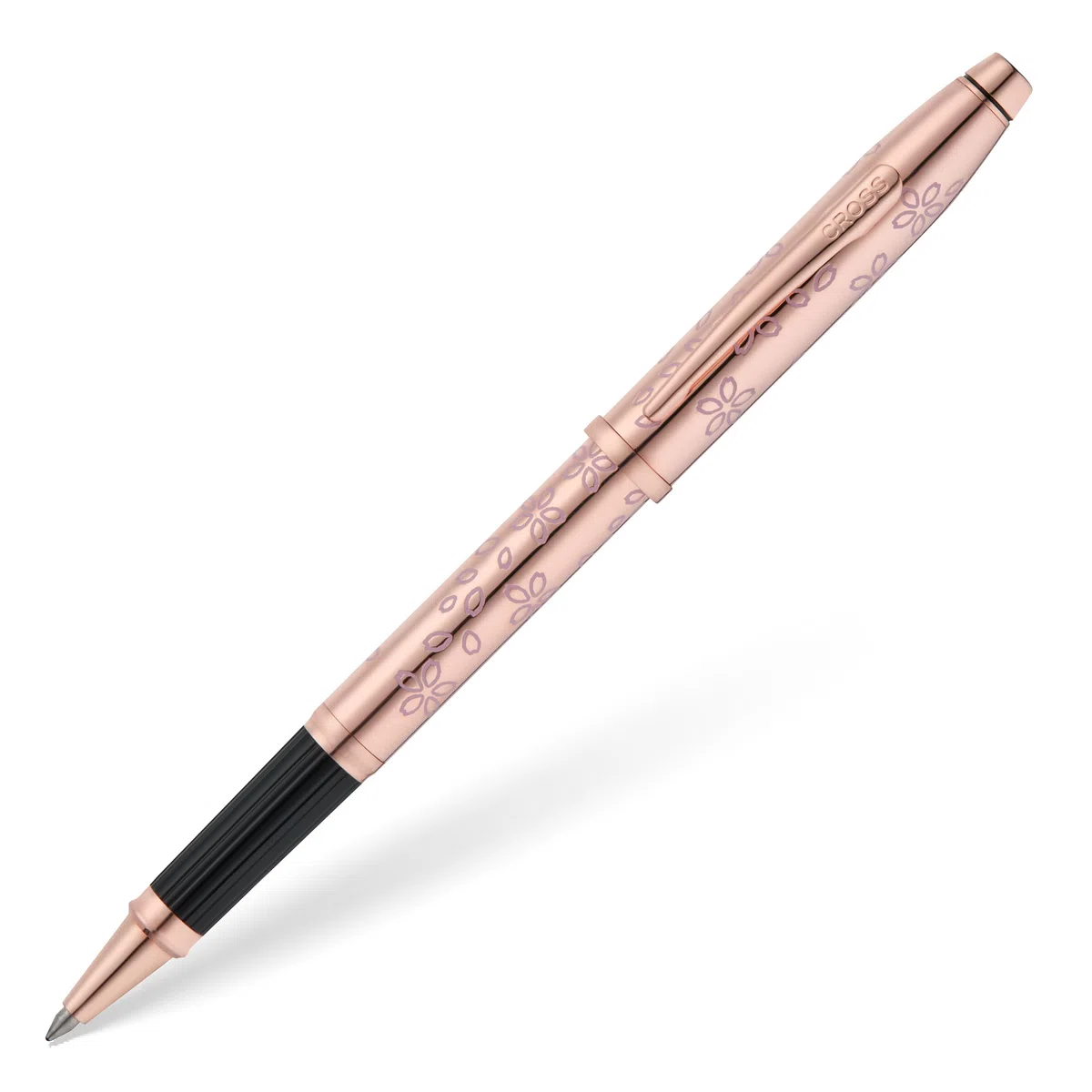 Cross Century II Cherry Blossom - Bolígrafo roller (trazos M, color de escritura: negro, incluye caja de regalo), color oro rosa lacado, herrajes de acero inoxidable chapado en oro rosa