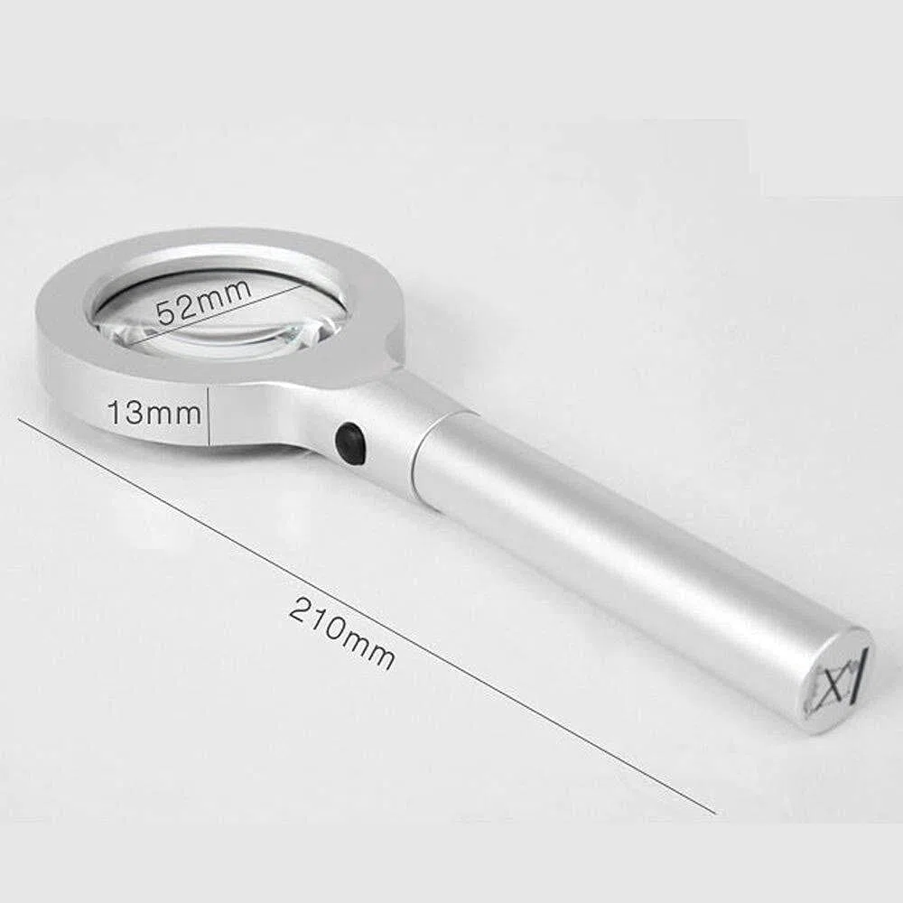 Lupa de mano con luz LED, cristal óptico HD para lectura, diseño portátil de alto aumento