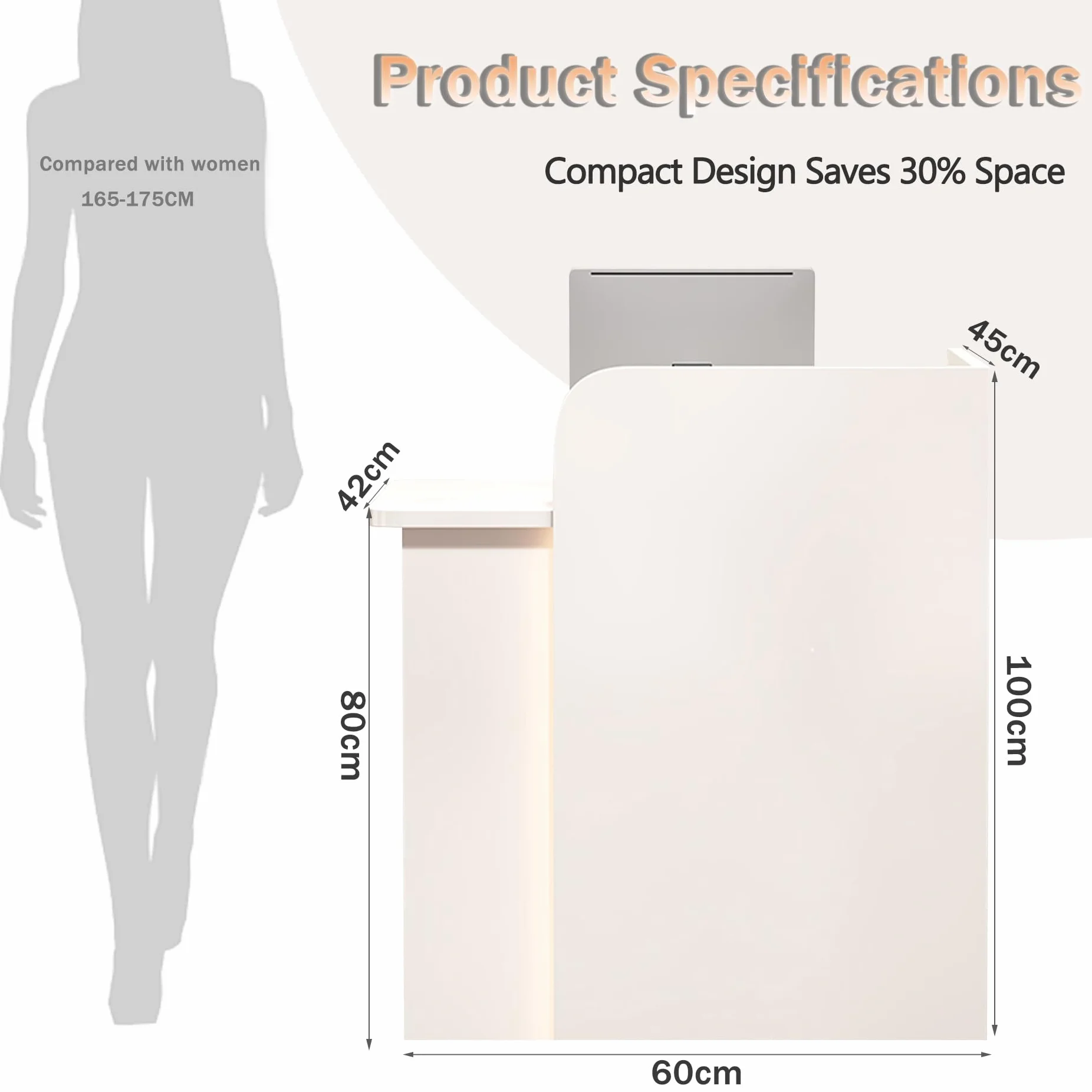 Mostradores para Tiendas,Mostrador Recepcion Moderno,Recepciones Peluqueria,Mesa de Recepción con Cajón Cerradura,Mueble de Recepción,para Oficina Comercio Hotele Salones de Belleza(Wit,60X45X100CM)