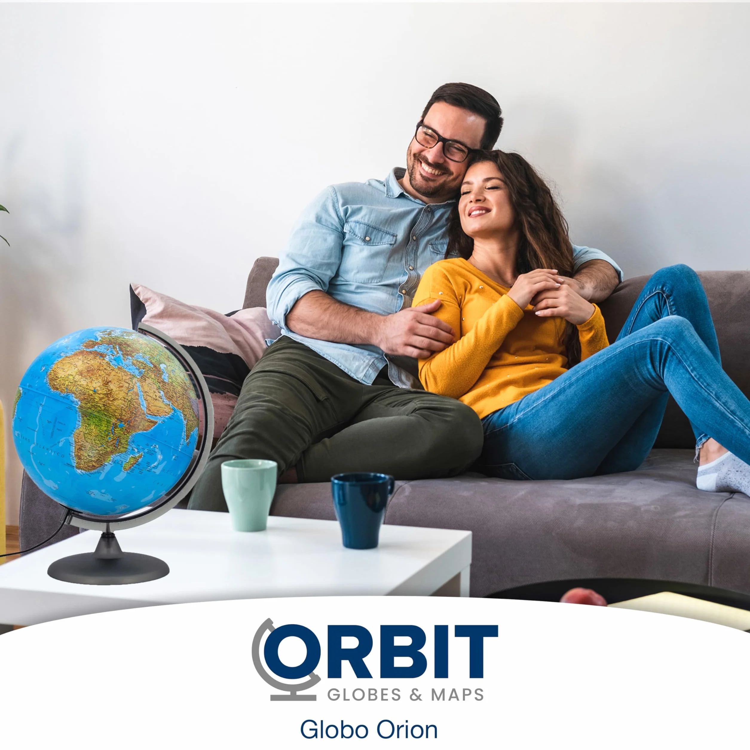 ORBIT GLOBES & MAPS - Globo terráqueo iluminado - globo terráqueo de 30 cm con base estable, imagen del mapa físico/político 2023 con luz LED, imagen del mapa espana actual