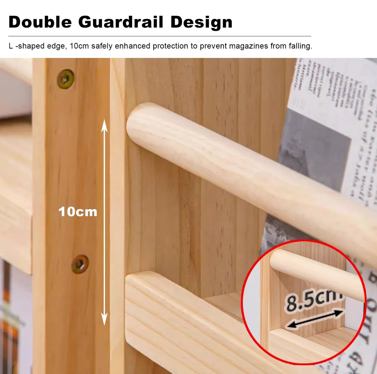 Expositor Revistas Titular de Archivos de la Revista de Madera, Organizador de Estanterías para El Piso para Un Espacio Estrecho, Estante de Pantalla de Folletos, Soporte de Revistas de Lectura ( Size