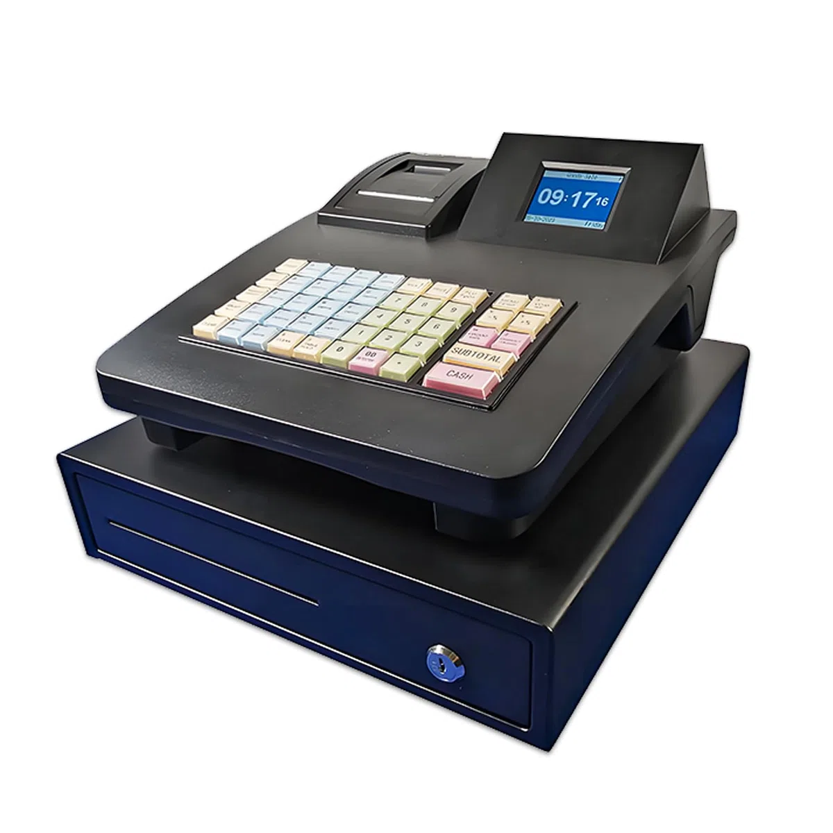 Caja registradora térmica electrónica TPV, 60 000 Registros de transacciones, 8 métodos de Pago, Teclado programable para comercios y restauración. Black