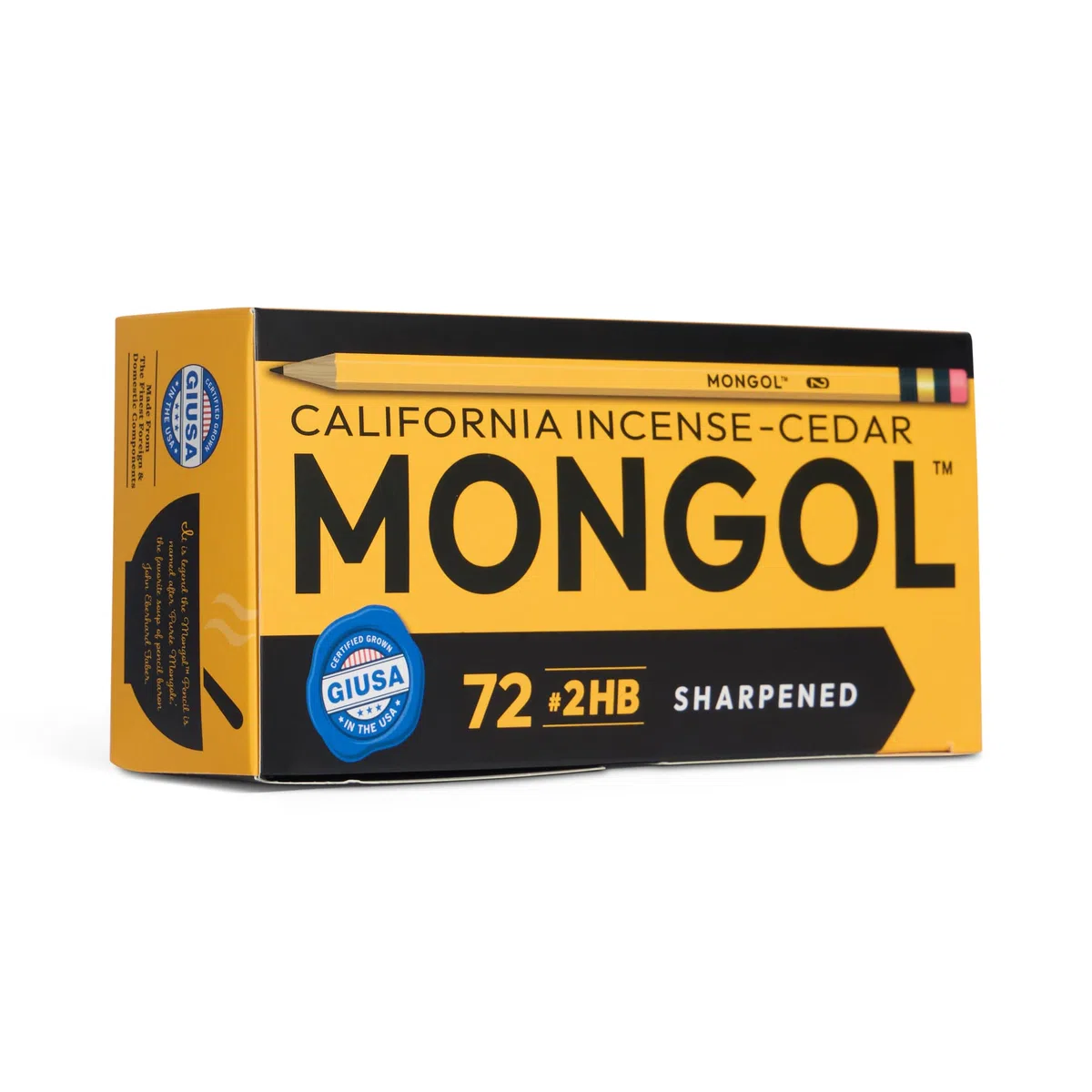 Mongol Classic - Lápiz de incienso de cedro #2, paquete de 72, preafilado, núcleo de grafito europeo, cedro cultivado en Estados Unidos, borrador sin manchas, certificado PMA no tóxico