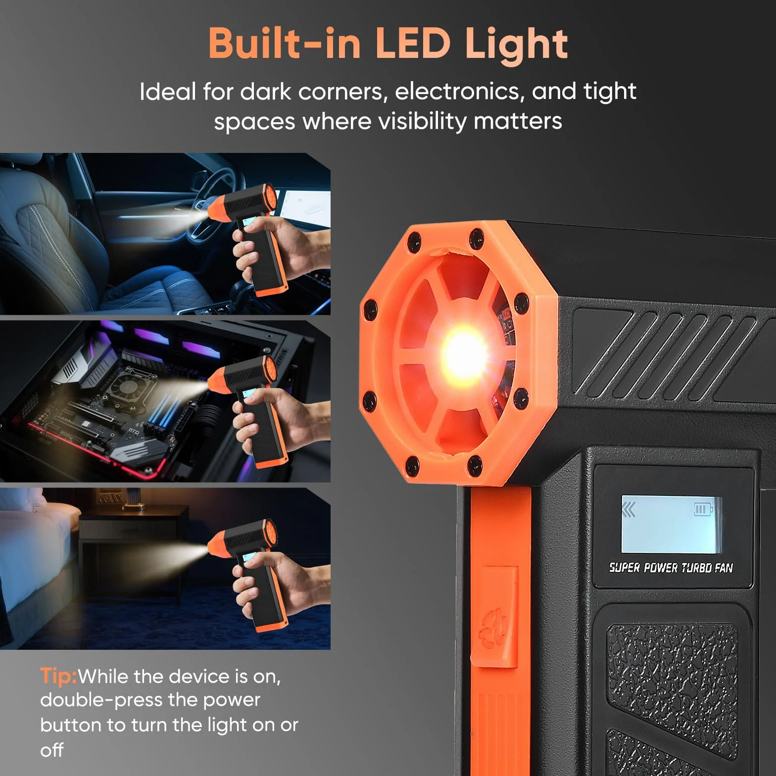 Soplador de Aire portátil y aspiradora 2 en 1, soplador de Aire inalámbrico de 150 000 RPM, Recargable de 5000 mAh, eliminador de Polvo para Limpieza de PC, Teclado, Coche, sofá, hogar.