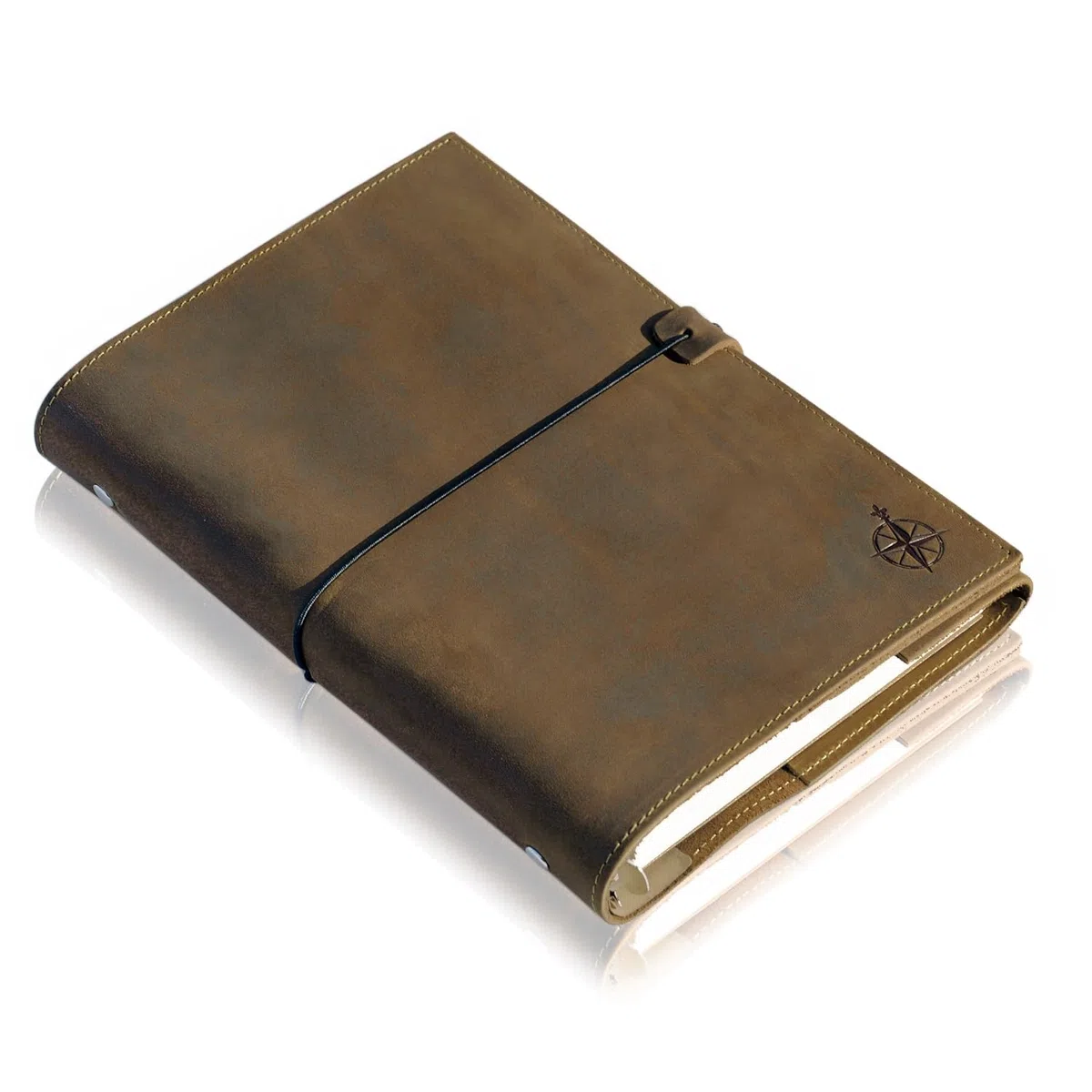 Wanderings Agenda A5 Cuero Anillas - Planificador Rellenable 6 Anillas, Bolsillos - Organizador Cuero Genuino Hecho a Mano - Filofax. Calendario Semanal/Mensual 2026/27-15x22cm