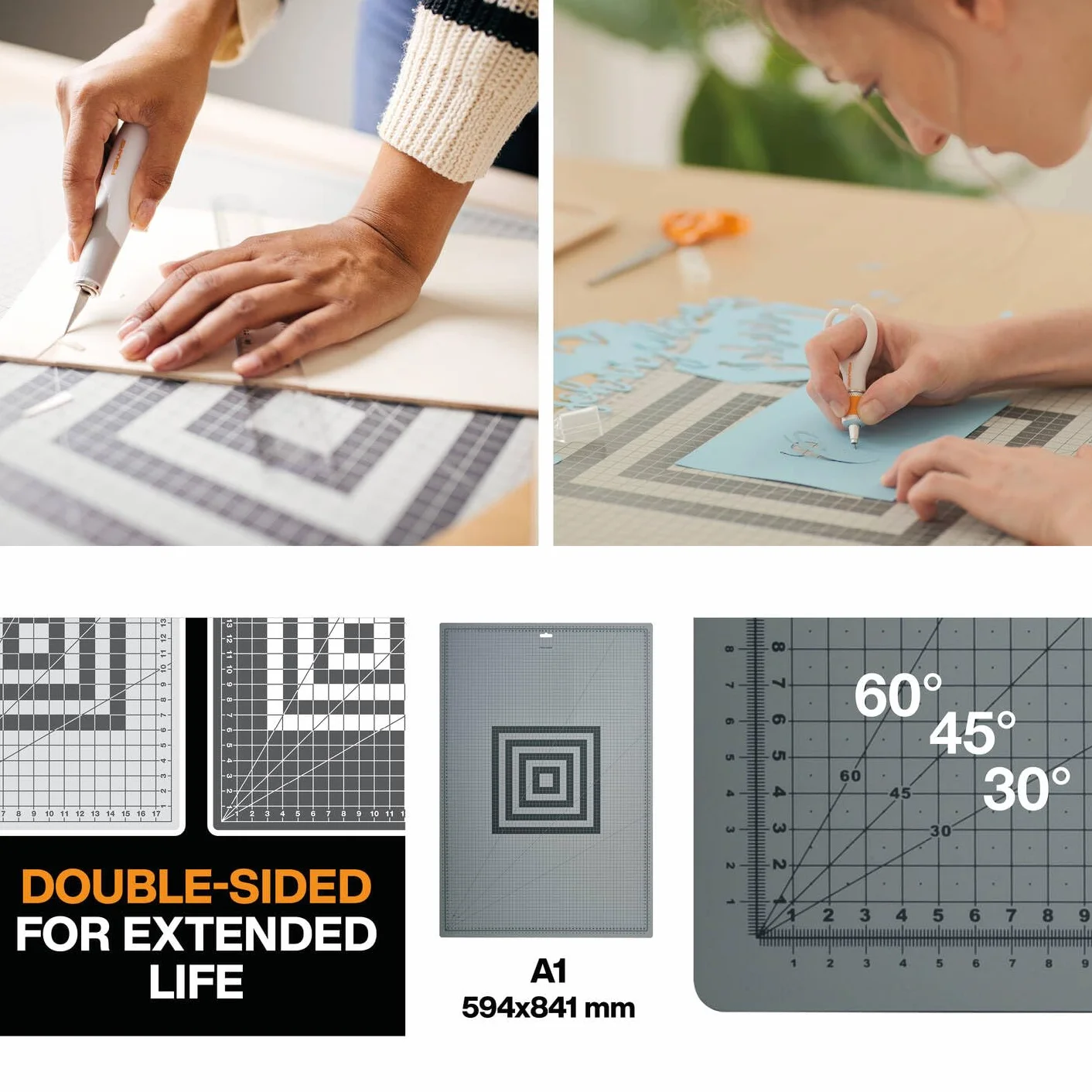 Fiskars Alfombrilla de corte A1, 60 cm x 91 cm, Resistente a cortes, 1003896