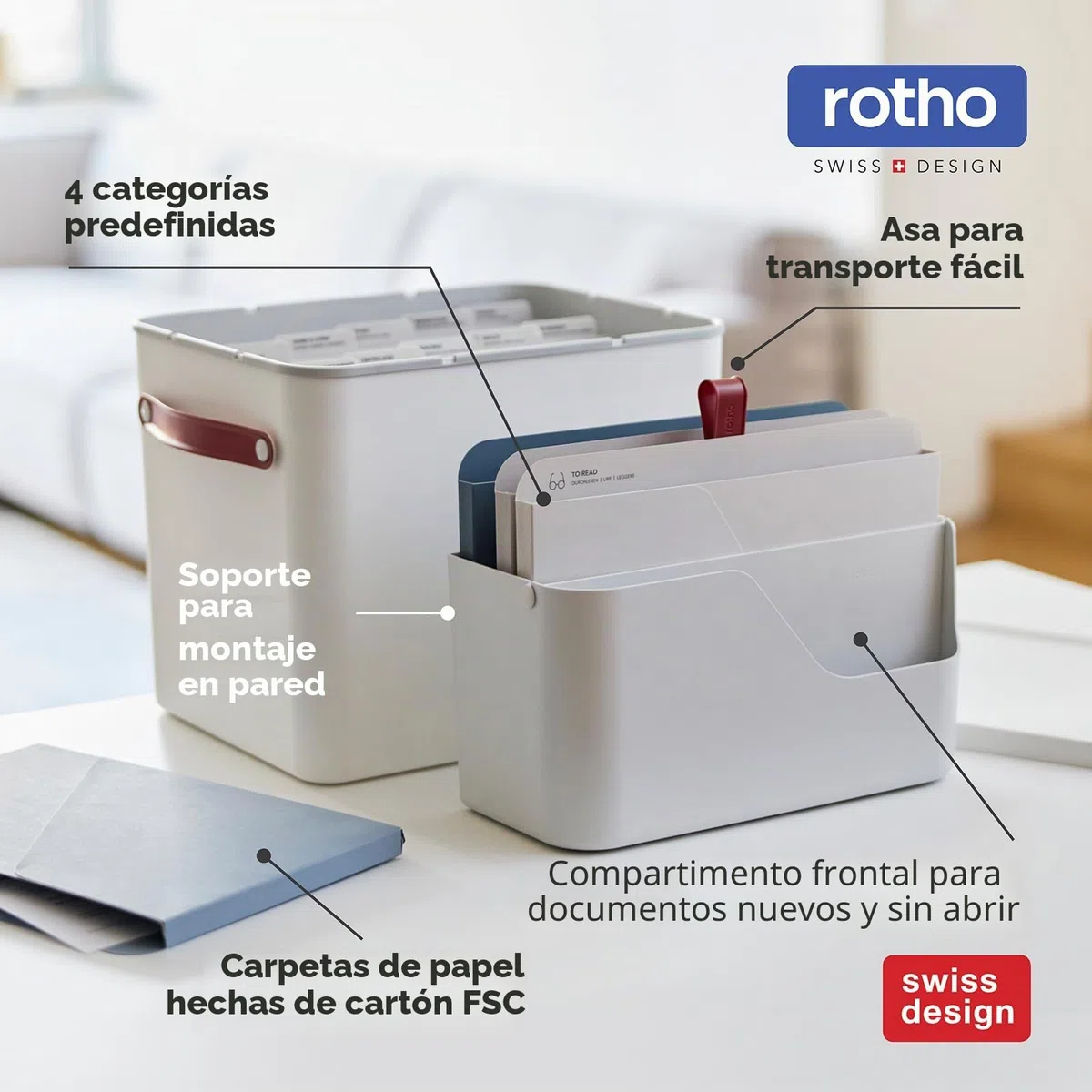 Rotho MyPaper - Organizador de documentos My Paper Plus, plástico (PP) sin BPA, blanco, (36,4 x 16,8 x 31,7 cm)