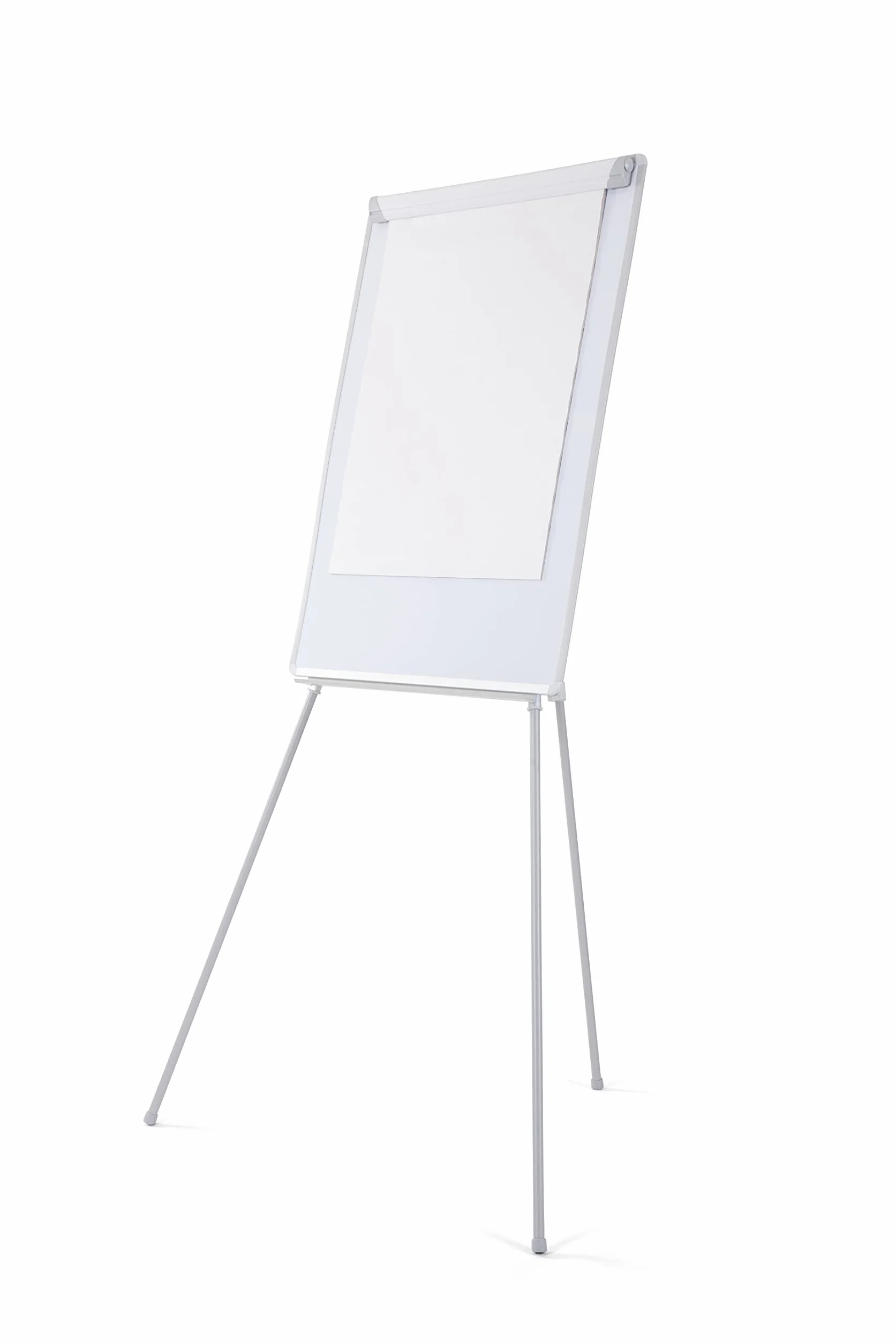 Bi-Office Pizarra Blanca con caballete de trípode basic, pizarra euro 70 x 100 cm, rotafolios con Marco Gris, con bandeja y clip ajustable para bloques