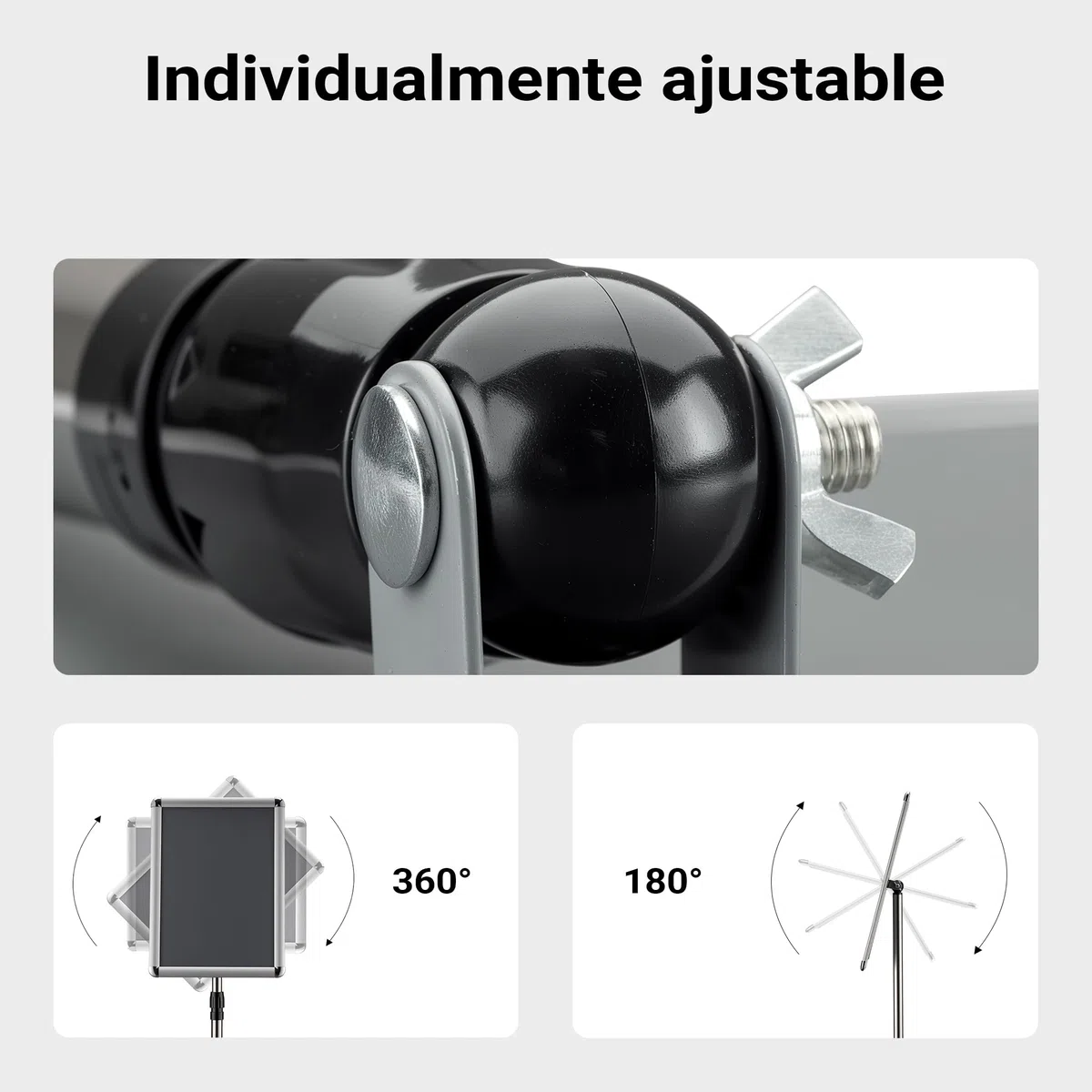 WilTec Soporte para carteles A3 de pie altura ajustable 88-138 cm en aluminio y acero inoxidable, soporte de presentación información, documentos, folletos, soporte publicitario versátil