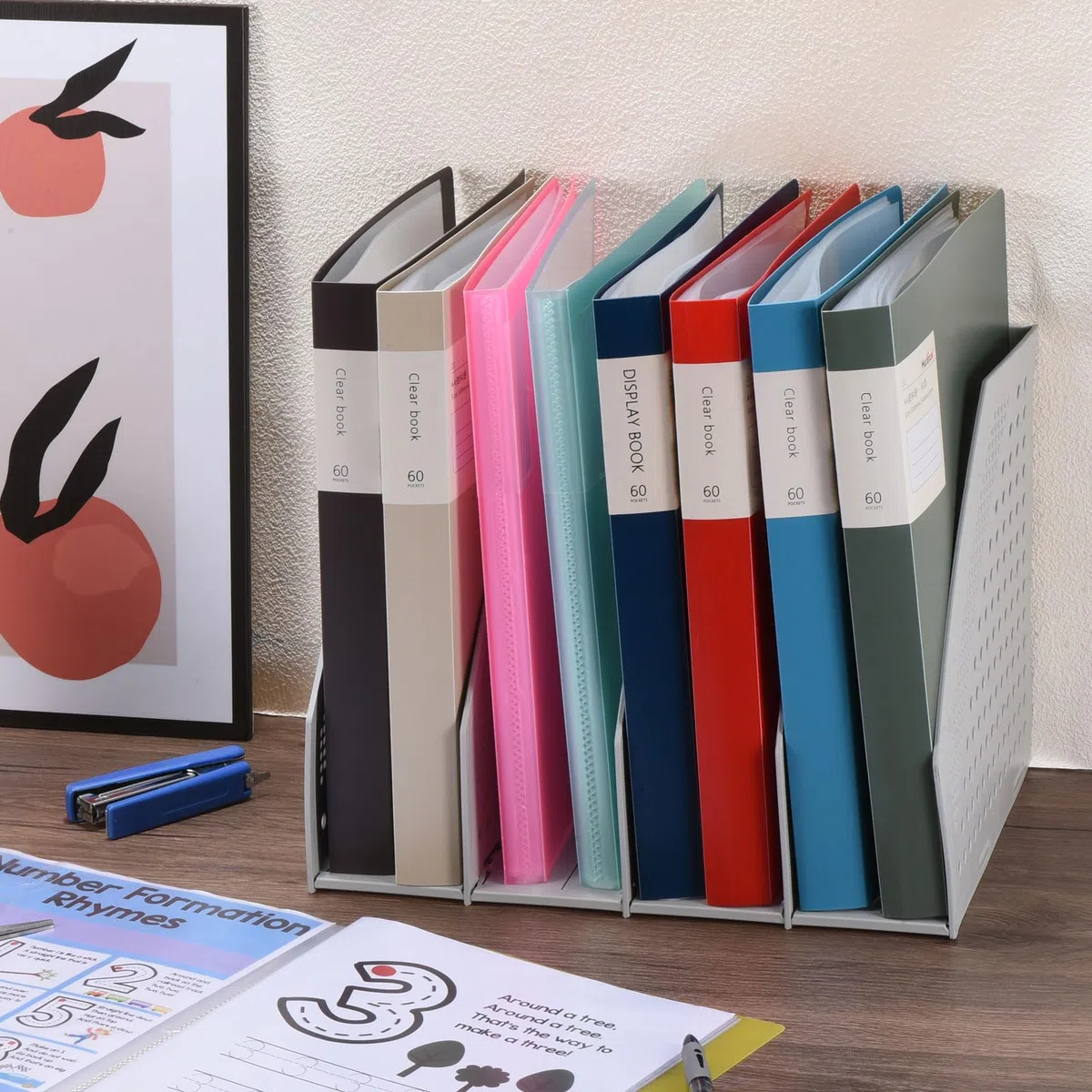 PATIKIL 12.2x9.3x1.1" Carpetas con Plástico Funda, 5Uds PP 30 Bolsillos Impermeable Archivador Portafolio Carpeta Protector para Papel Presentación Ilustraciones Exhibición, Rosa