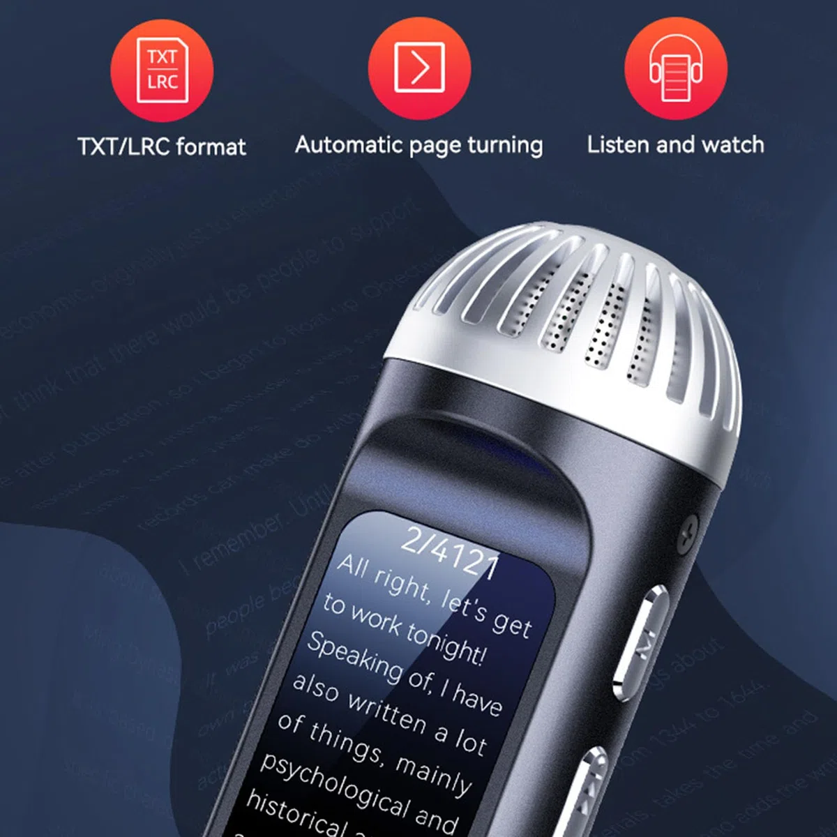 Grabadora Activada por Voz, Reducción de Ruido Grabadora de Voz Portátil de Reproducción de Música HiFi con Micrófono para Reuniones (32GB)