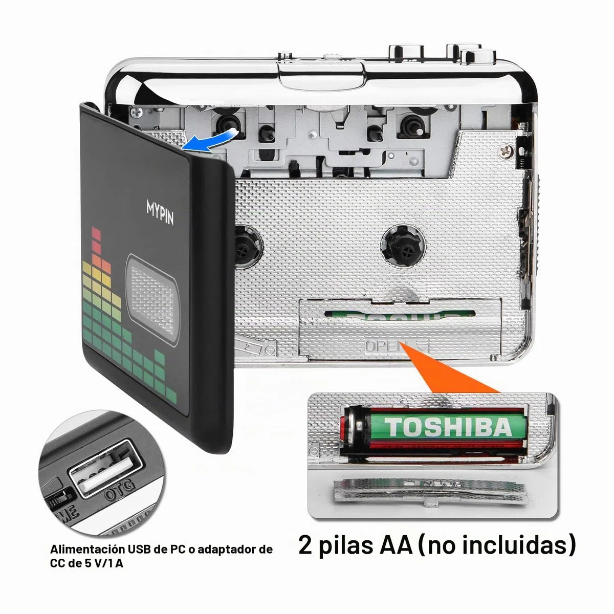 Reproductor de Cassette Portátil, Convertidor de Cassette a MP3,Retro Inverso Automático con Auriculares,Grabadora Cassette Directamente a la Unidad Flash USB/no Necesita PC