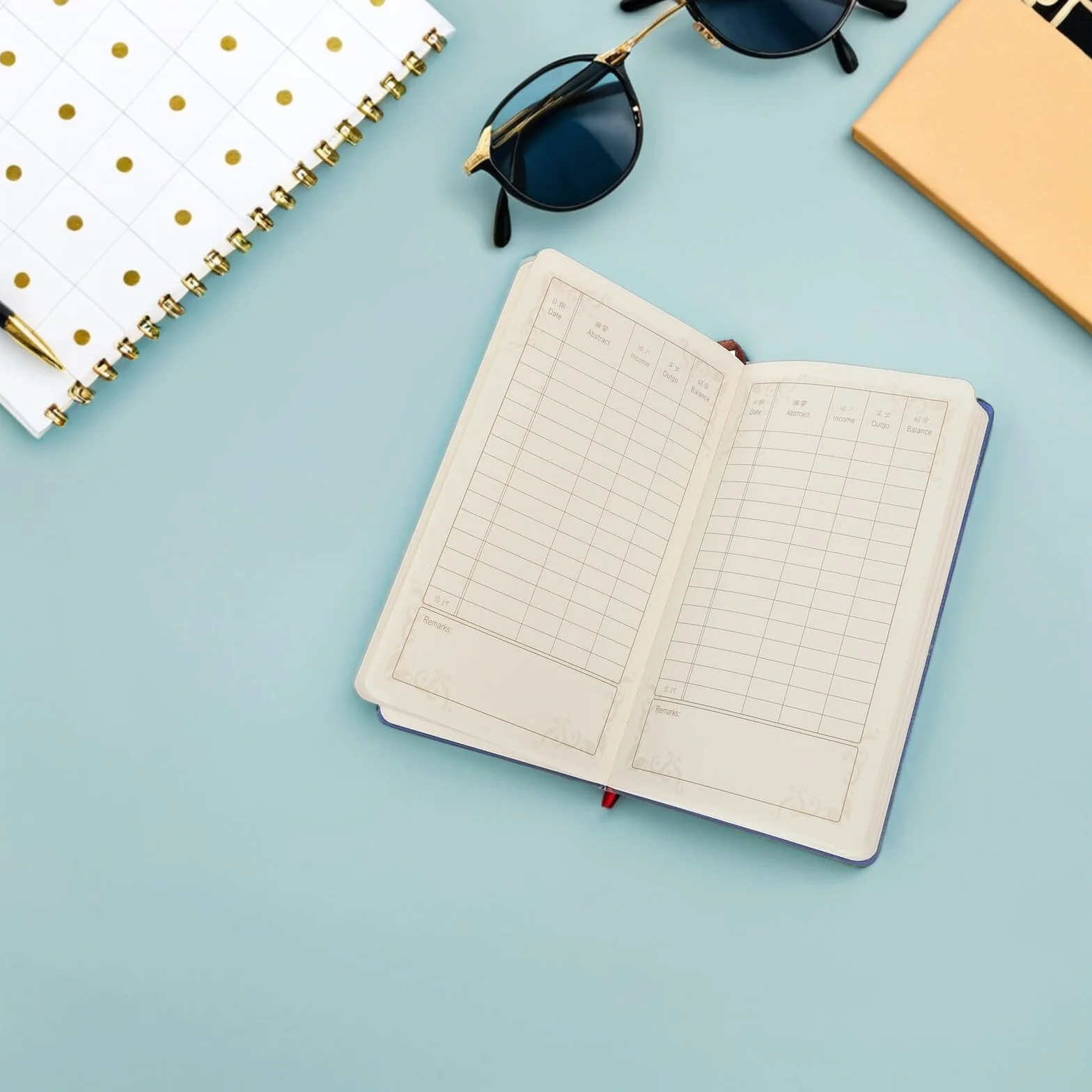 BESTonZON Cuaderno de Presupuesto A6 Portátil Azul PU Libro de Contabilidad 10 Unidades Planificador de Gestión Financiera Diario para Control de Gastos y Ahorro en Oficina y Hogar