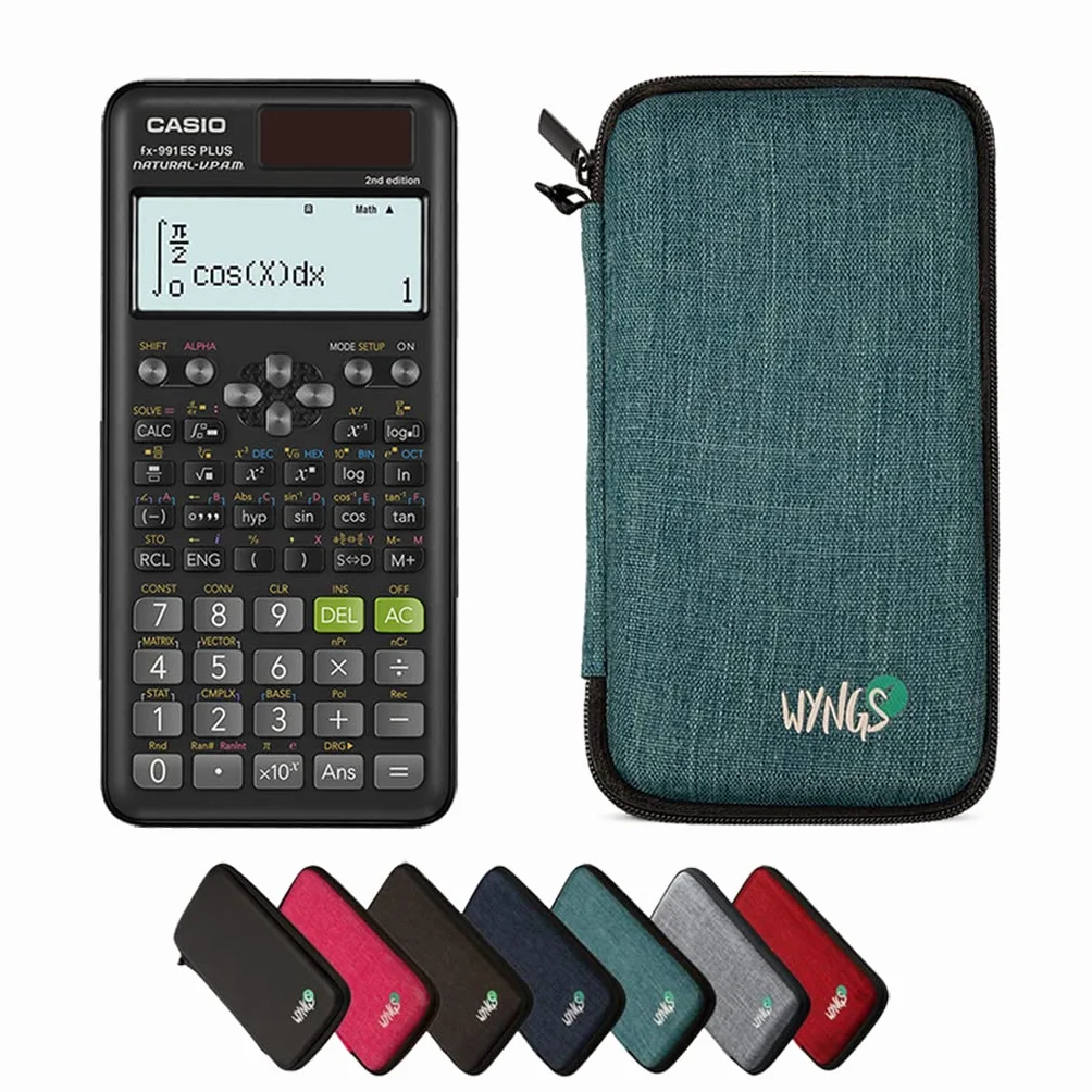 Casio fx-991ES Plus 2nd Edition con Funda Protectora WYNGS Turquesa - Calculadora Científica - Paquete Básico