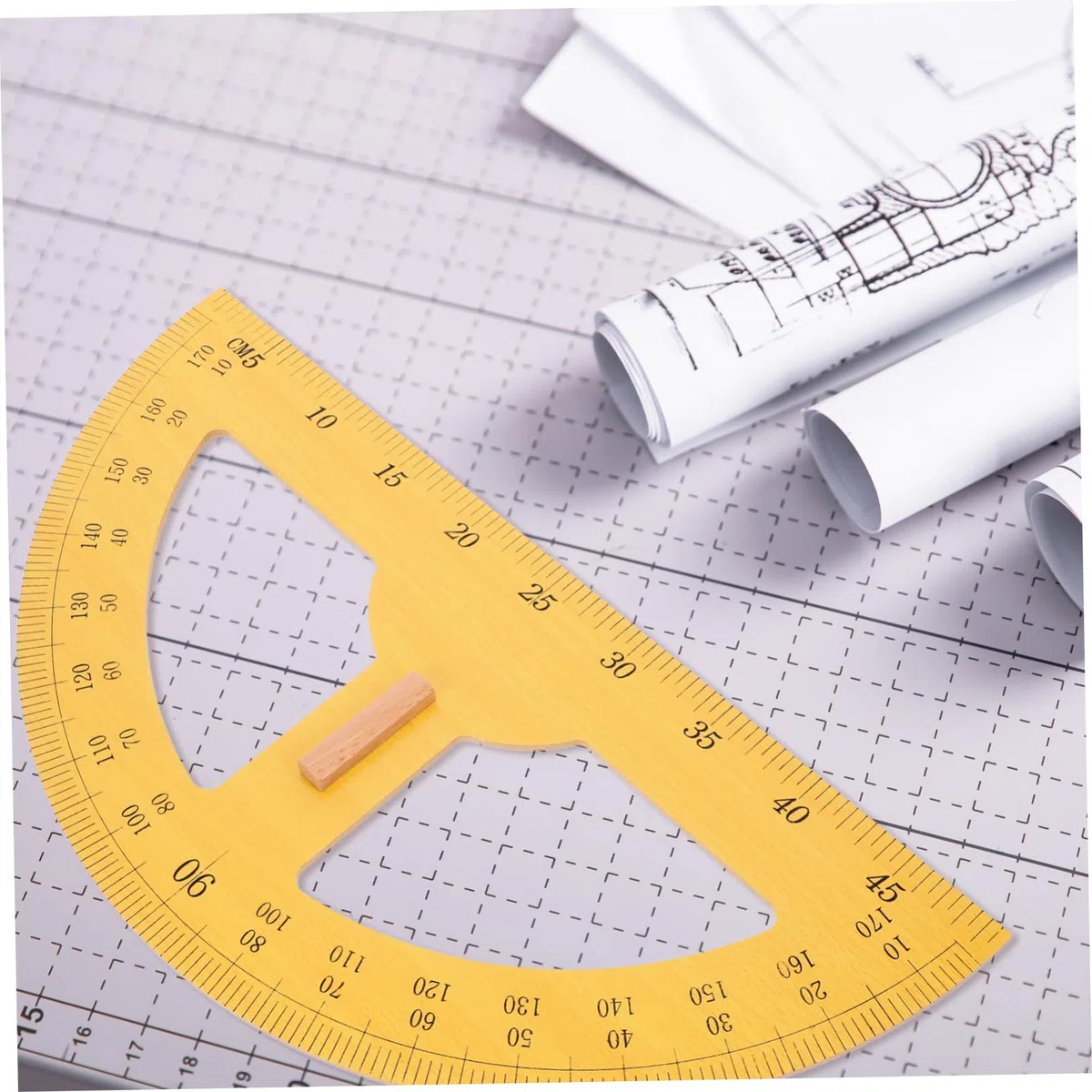 Hohopeti Transportador de Enseñanza Semicircular Grande 180 Grados Madera Resistente Medición Precisa para Dibujo Escolar Papelería para Profesores