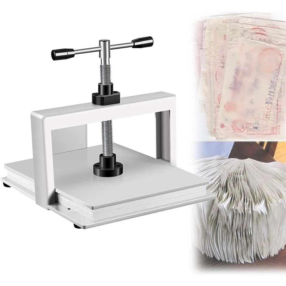 Máquina de prensa manual de papel para papel de álbum de recibos, tamaño A4/A3, máquina de aplanamiento manual de libros con presión de 3300 libras para aplanar papel pesado