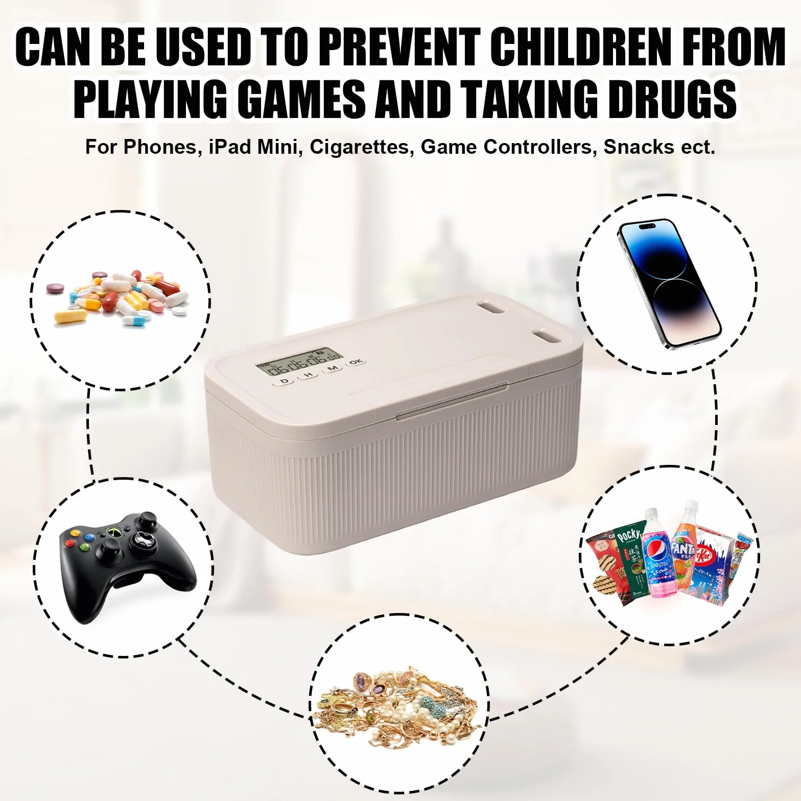 Caja de seguridad para teléfono móvil con cerradura de tiempo, autocontrol, estudio, niños