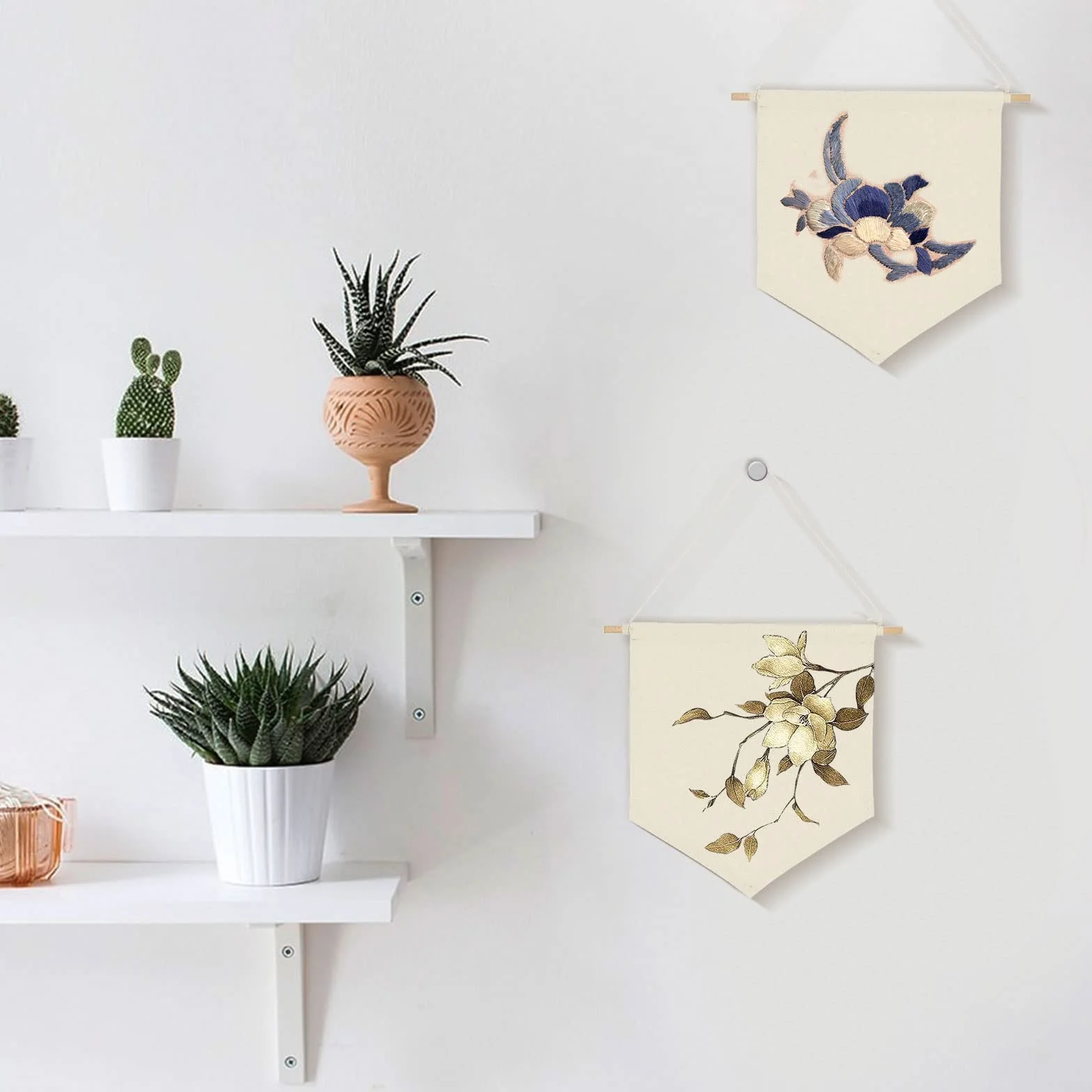 10 pancartas de lienzo de pared, lienzo blanco beige con clavija de madera, pin esmaltado para insignias, botones, colecciones de solapa