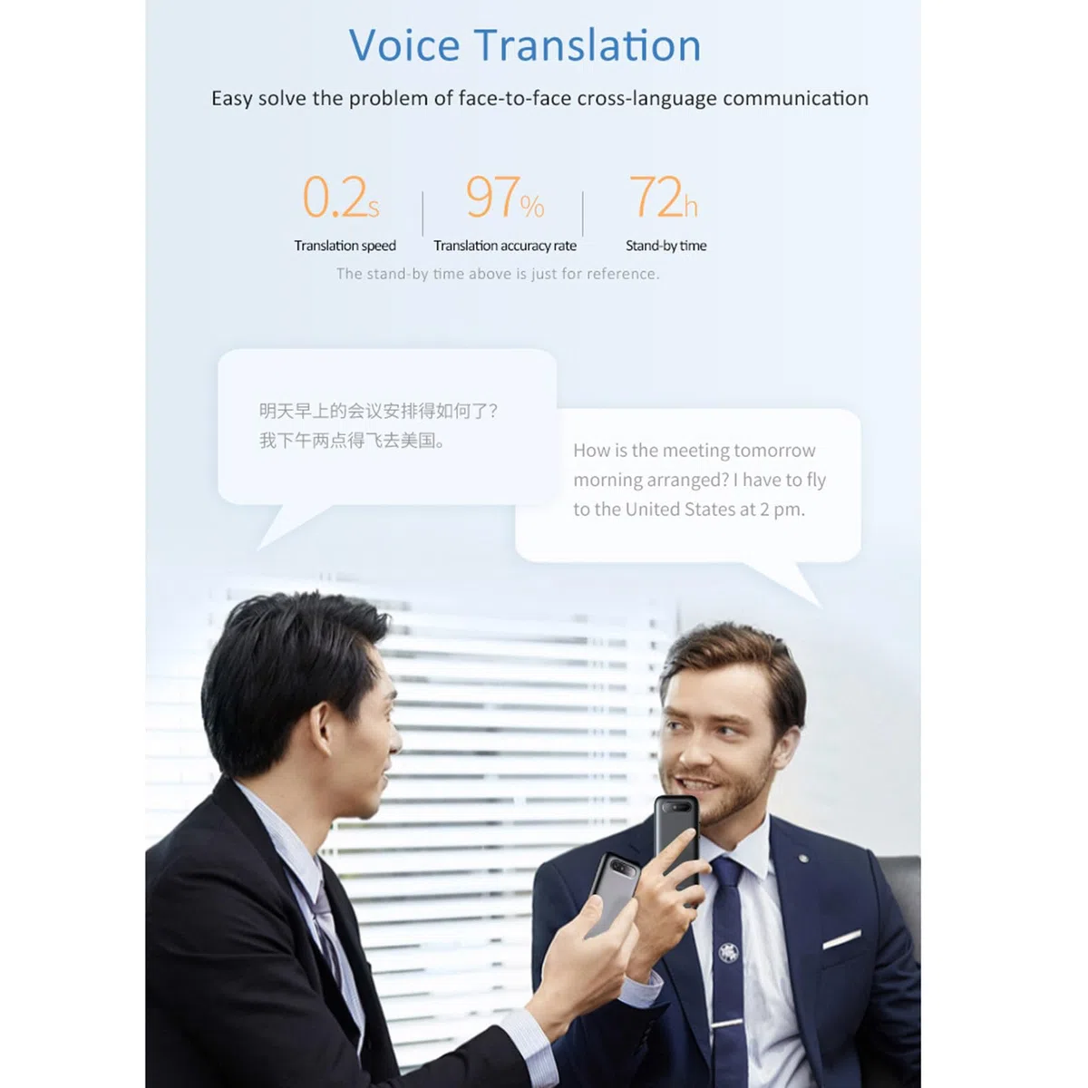 docooler Dispositivo de traducción de voz Portátil T11 Intérprete de voz con 134 idiomas Traducción de voz 10 Traducción sin conexión Grabación Traducción de Fotos para Uso Estudio de Viajes de