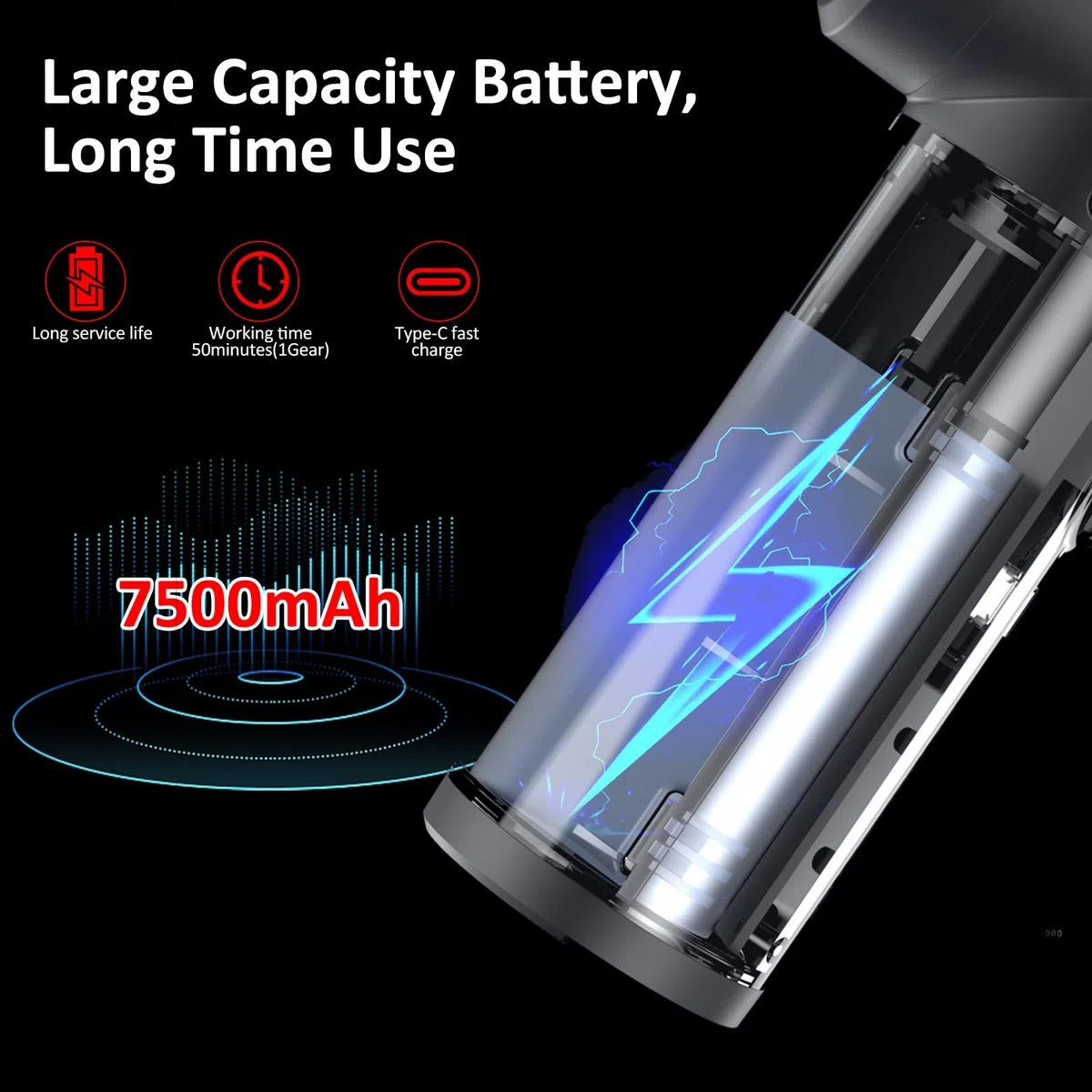 Limpiador de aire comprimido con motor de cepillo de pantalla digital, 100 W, 7500 mAh, limpiador de aire eléctrico, plumero de aire eléctrico, repuesto de lata de aire, plumero de computadora,
