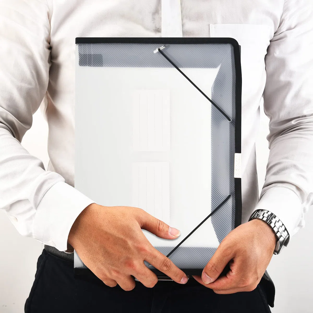 Carpeta de archivos expandible organizador de documentos con solapa y cierre de cable, transparente impermeable, expansión de 2,8 pulgadas, letra A4 para organización, paquete de 5