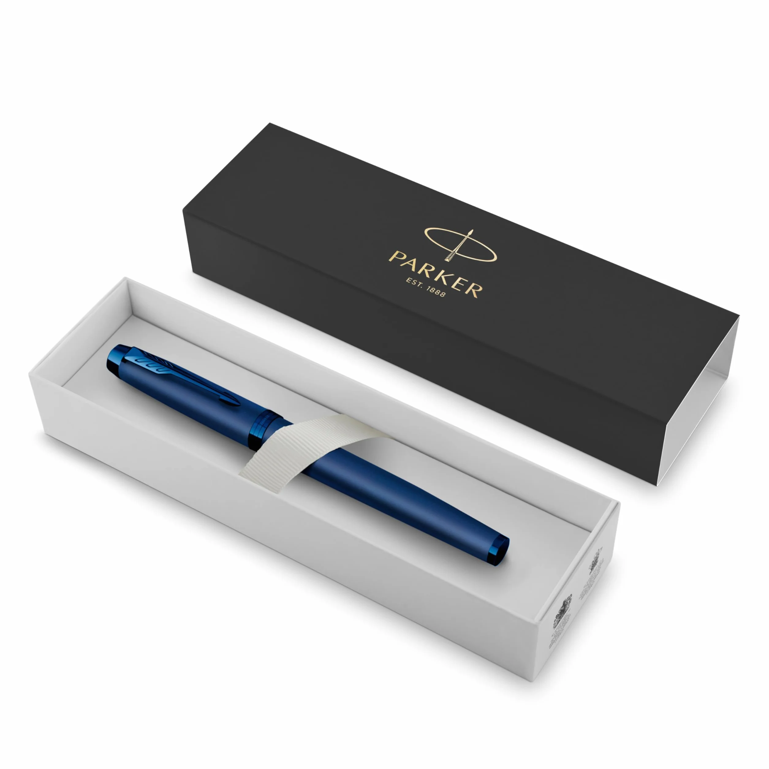 Parker IM Pluma Estilográfica Monocromática | Tinta Azul | Acabado y Detalles en Azul | Punta Media | Estuche de Regalo