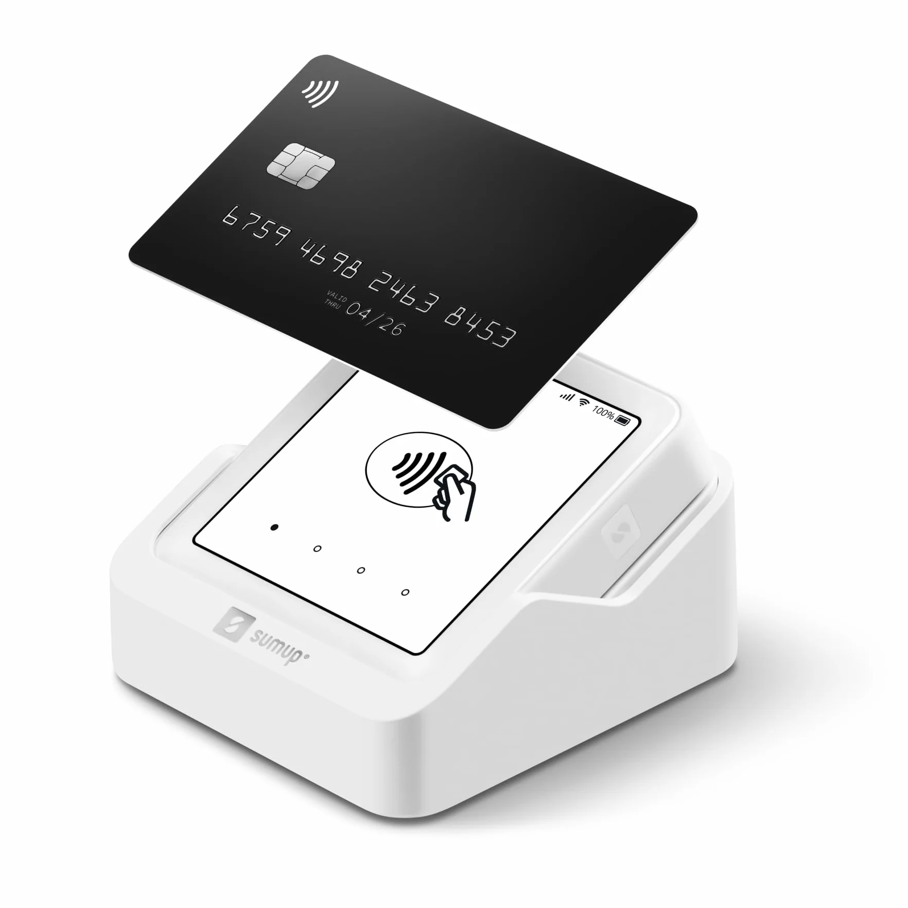 SUMUP Solo Terminal de Tarjetas con Base de Carga - Terminal Independiente con Pantalla Táctil y Datos Móviles Ilimitados