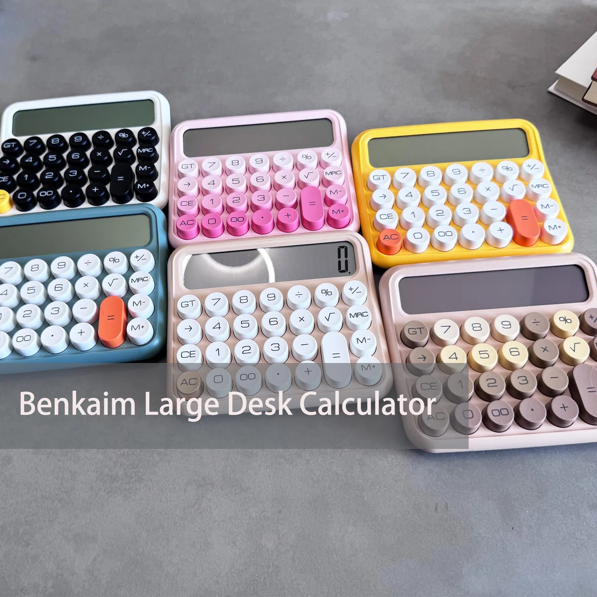 Benkaim - Calculadora de Escritorio, calculadora estándar básica, Pantalla LCD Grande de 12 dígitos, botón Grande para Escuela, hogar y Negocios, Accesorios de Escritorio Dorados (Beige)