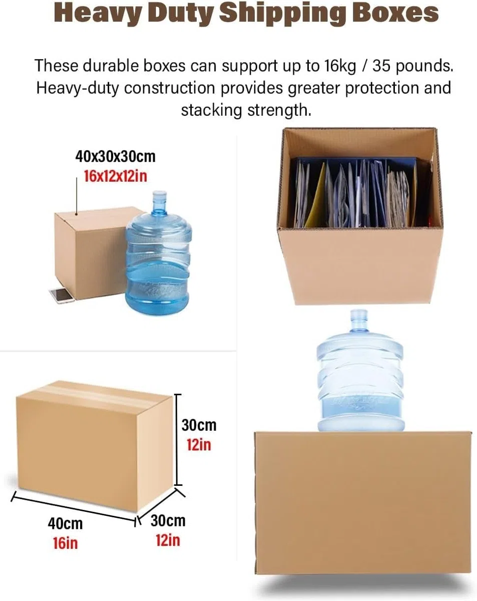 AviiSo Cajas Carton Mudanza Grandes Pequeñas Cajas De Cartón Corrugado para mudanza de apartamento, Cajas de envío para ropa, libros, zapatos, almacenamiento de arte, Paquete de 5 (Size : 40x30x30cm/