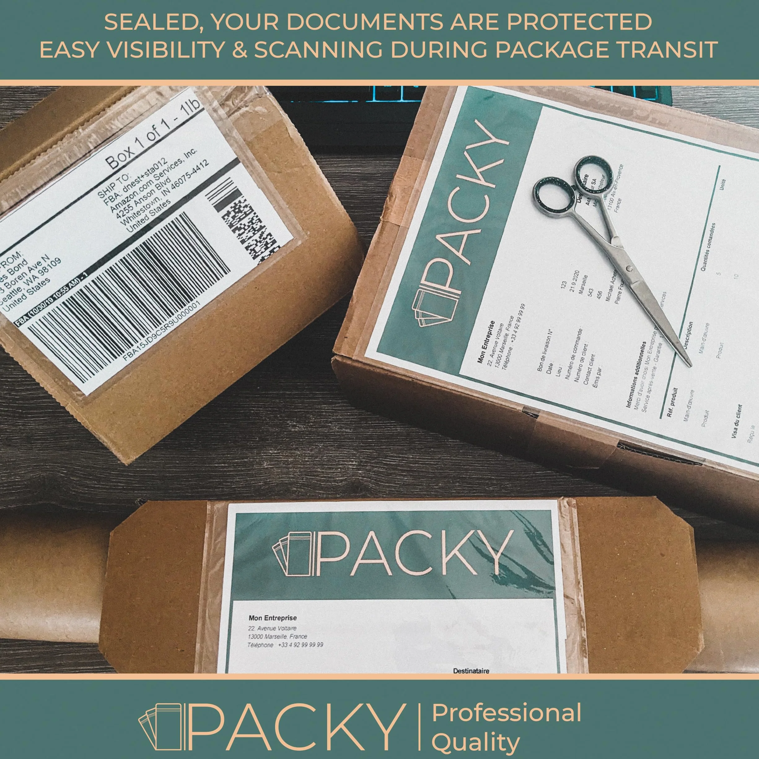 PACKY - Sobres Portadocumentos Adhesivos A5 225x165 mm - 1000 Unidades - Packing List - Sobre Documentación Transparente