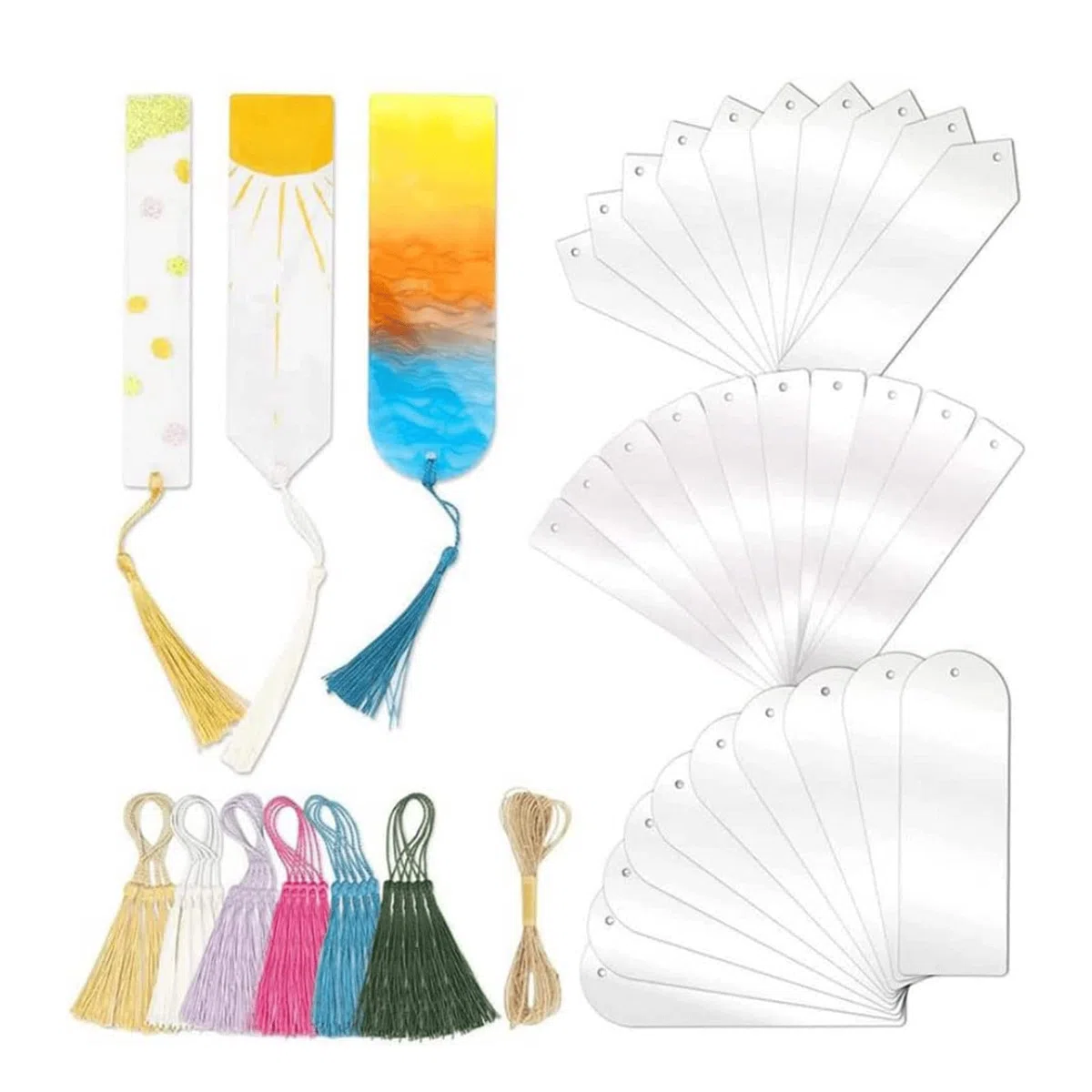 PAASHE marcapáginas Marcapáginas de 30 uds, marcadores de página acrílicos de Moda DIY con borlas, marcadores de página de Lectura para Estudiantes, marcadores de página, papelería Retro Elegante