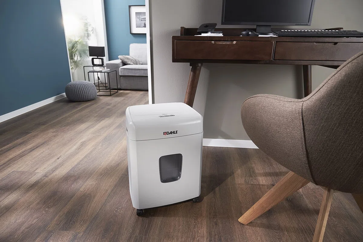 Dahle Trituradora de papel ShredMatic 90 Autofeed (90 hojas, P-4, corte de partículas, sin aceite ni mantenimiento, alimentación automática de papel) gris claro/gris polvoriento