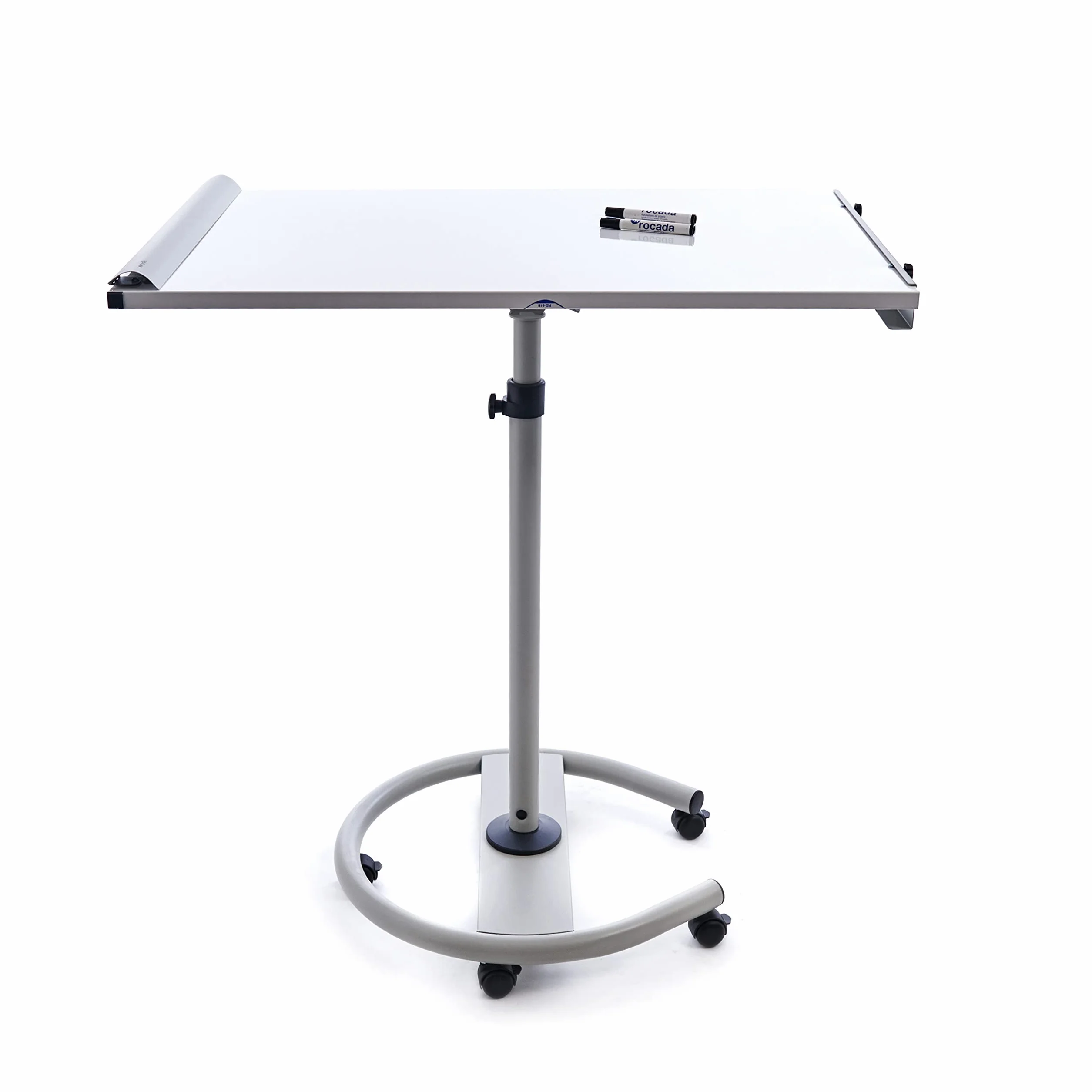 Rocada | Pizarra Magnética con Caballete Móvil y Rotafolios con Ruedas, con Soporte, Altura Regulable e Inclinable en Formato Horizontal | 68 x150-190 x 64cm